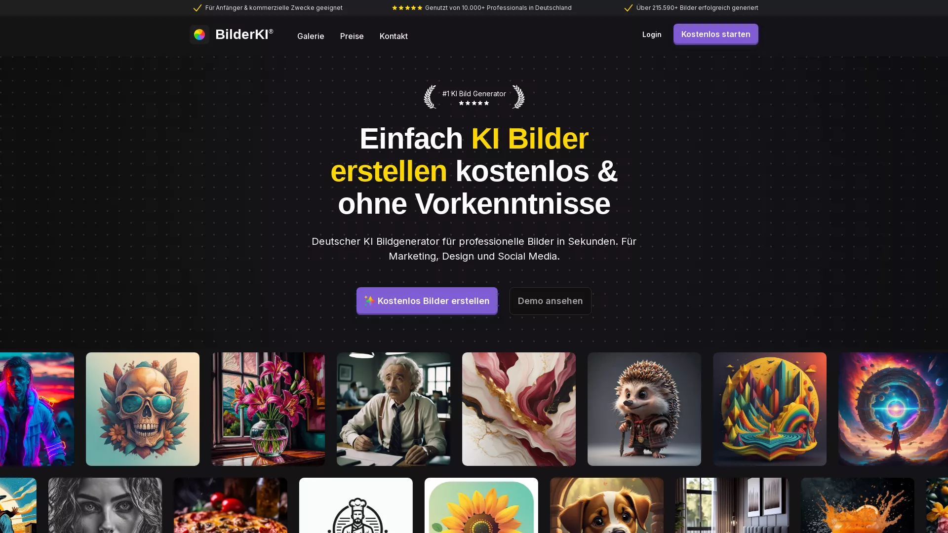 BilderKI - AI Image Generation Website Screenshot