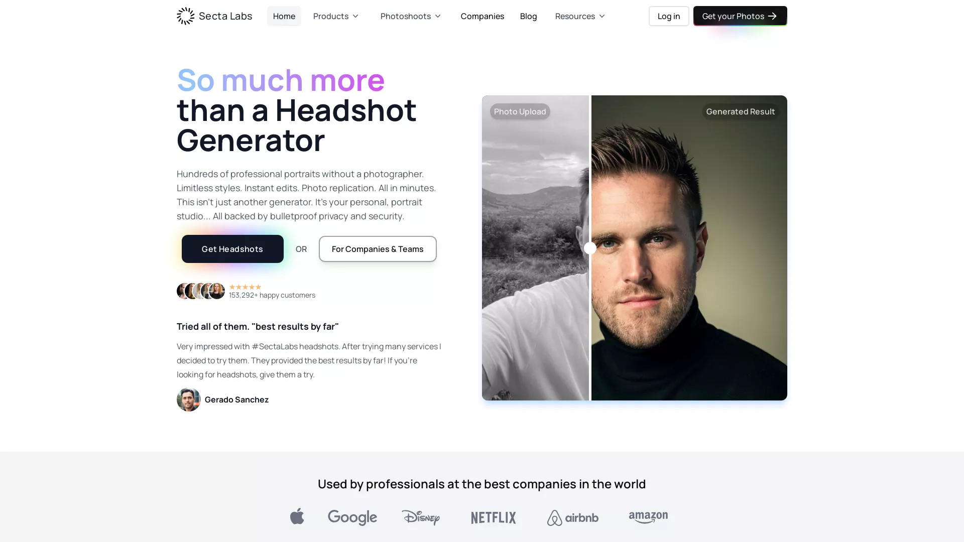 SectaLabs - AI Portrait Generator Website Screenshot