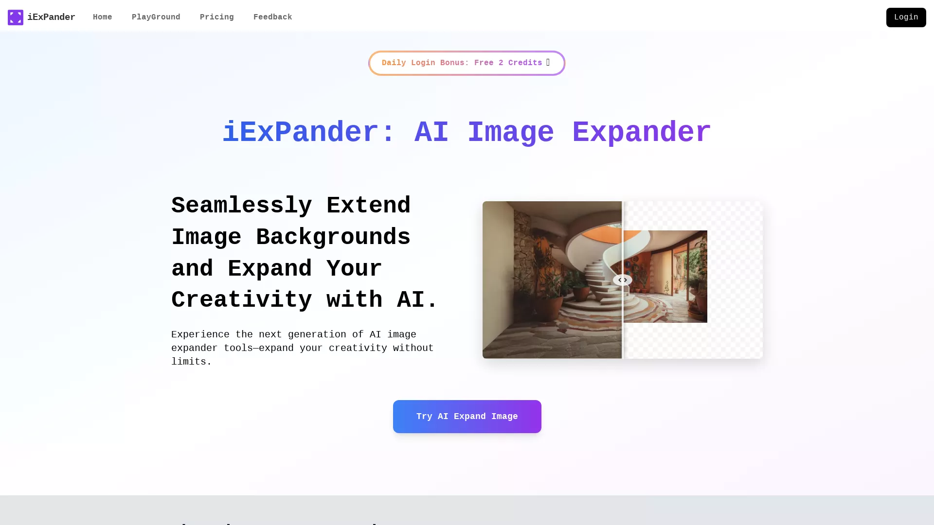 AI Image Expander | iExPander - AI Image Expansion Tool Website Screenshot