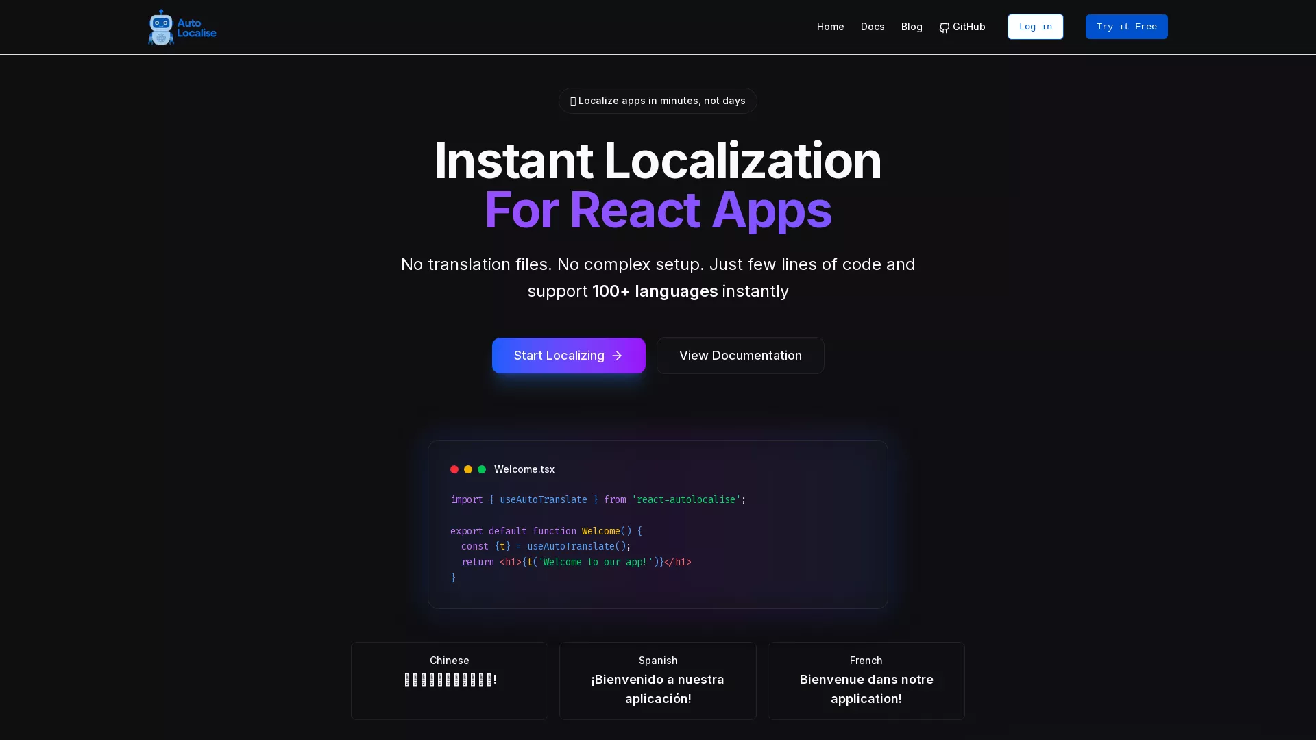 AutoLocalise - AI App Localization Tool Website Screenshot
