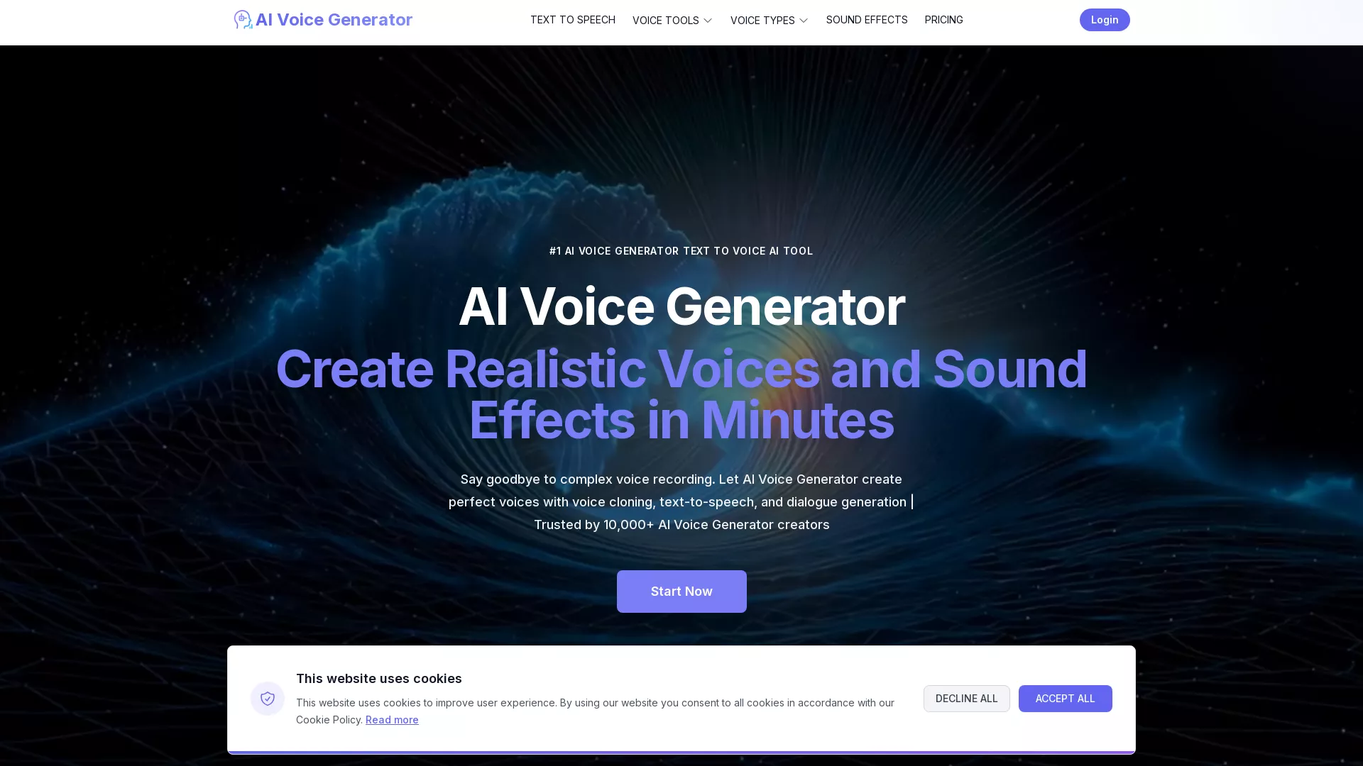 AIVoiceGen - AI Voice Synthesis Website Screenshot