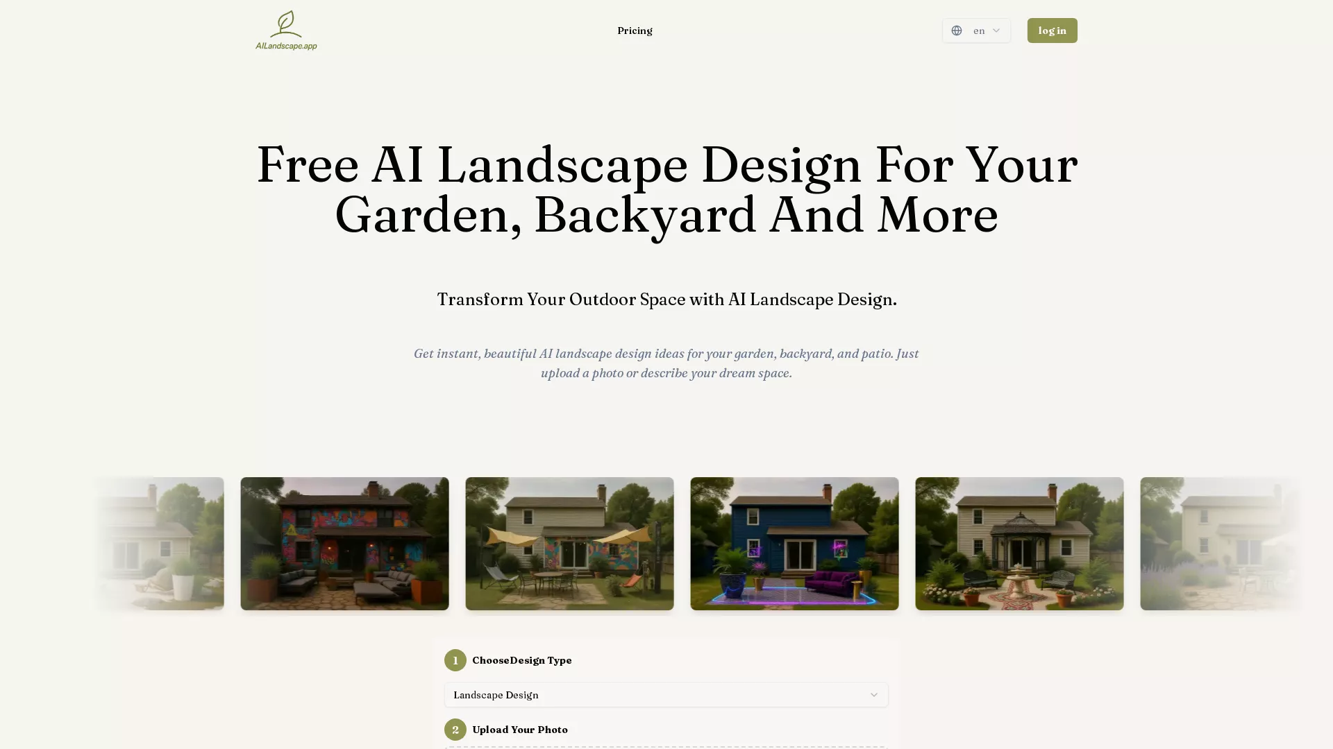 AI Landscape Design - AI Landscape Design Website Screenshot
