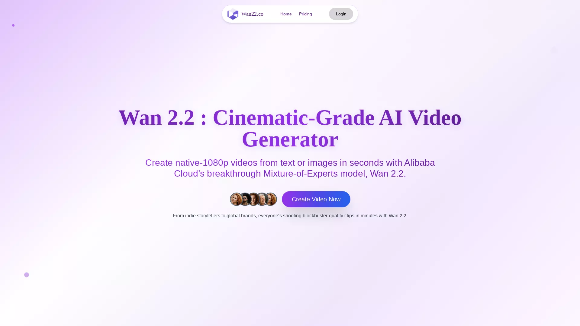 Wan22 AI - AI Video Generation Platform Website Screenshot