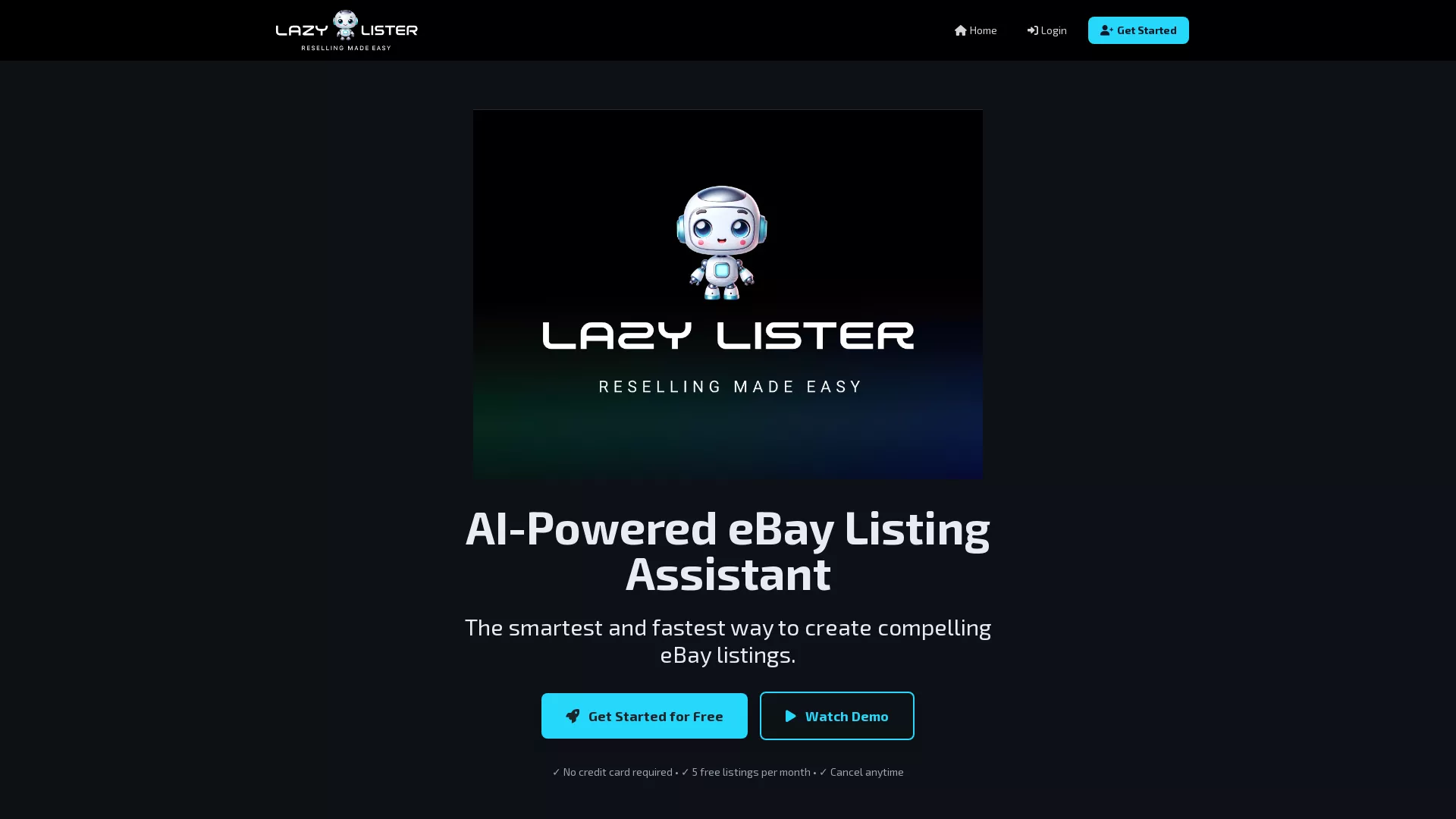LazyLister - AI Listing Automation Tool Website Screenshot
