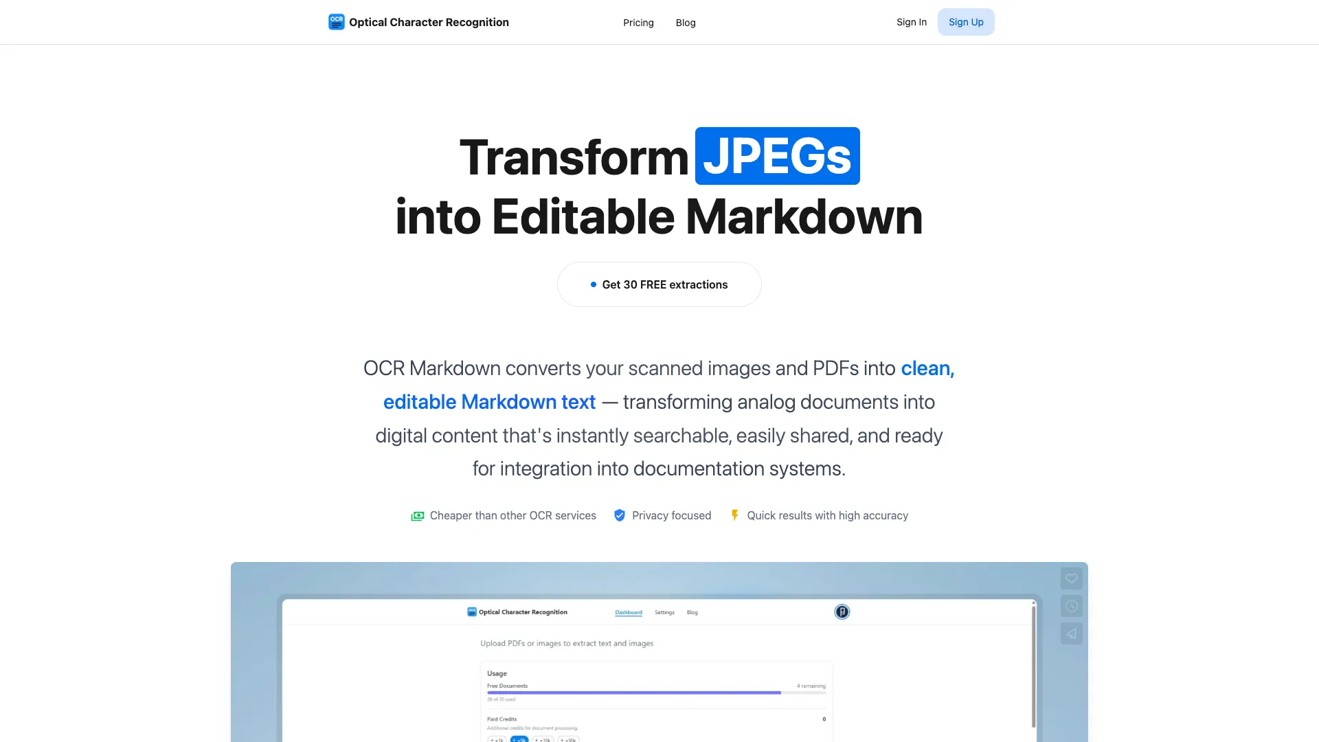 OCRMD - AI OCR Document Conversion Tool Website Screenshot