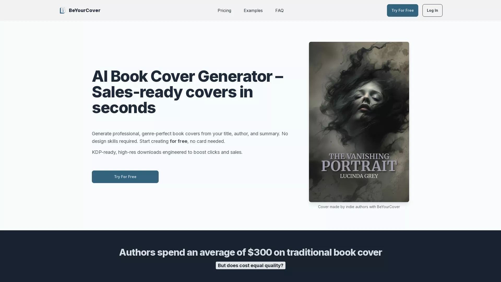 BeYourCover - AI Book Cover Generator Website Screenshot