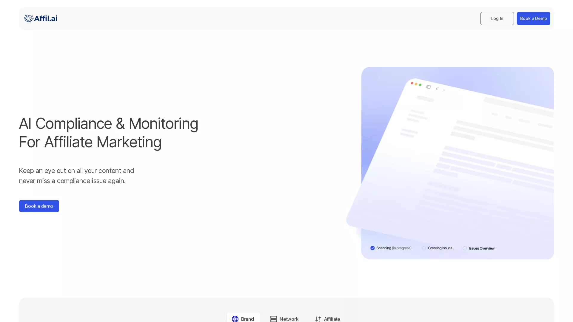 AffilAI - Compliance Monitoring Tool Website Screenshot