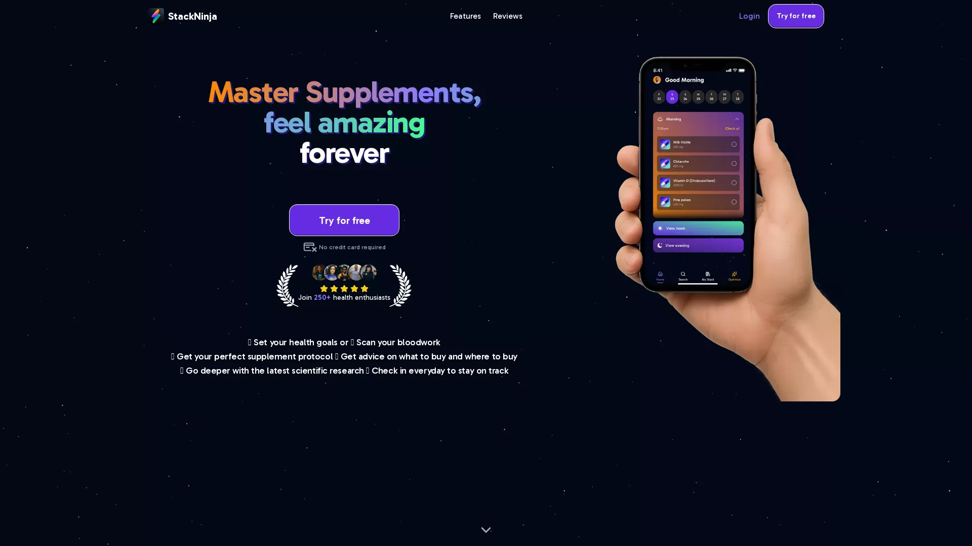 StackNinja - AI Supplement Protocols Website Screenshot