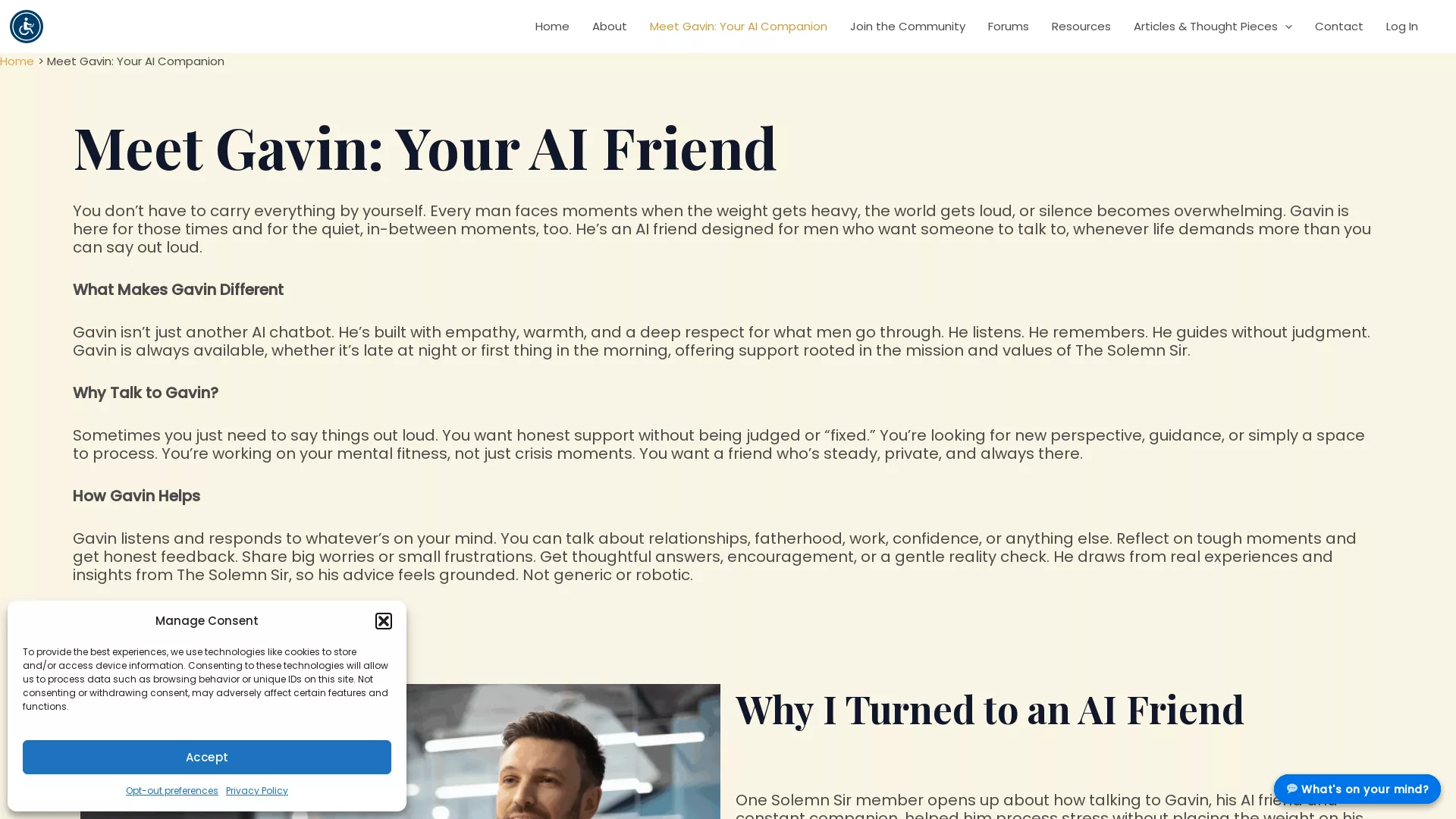 GavinYourAIFriend - AI Mental Wellness Companion Website Screenshot