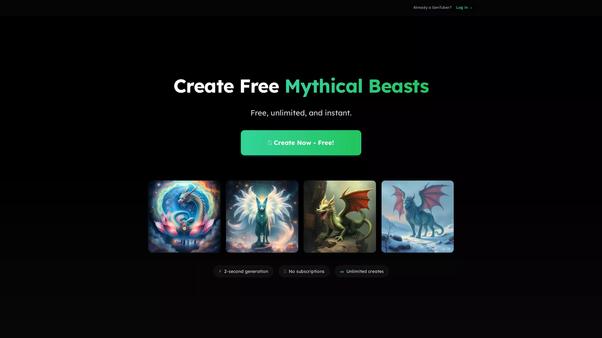 GenTube - AI Art Creation Tool Website Screenshot