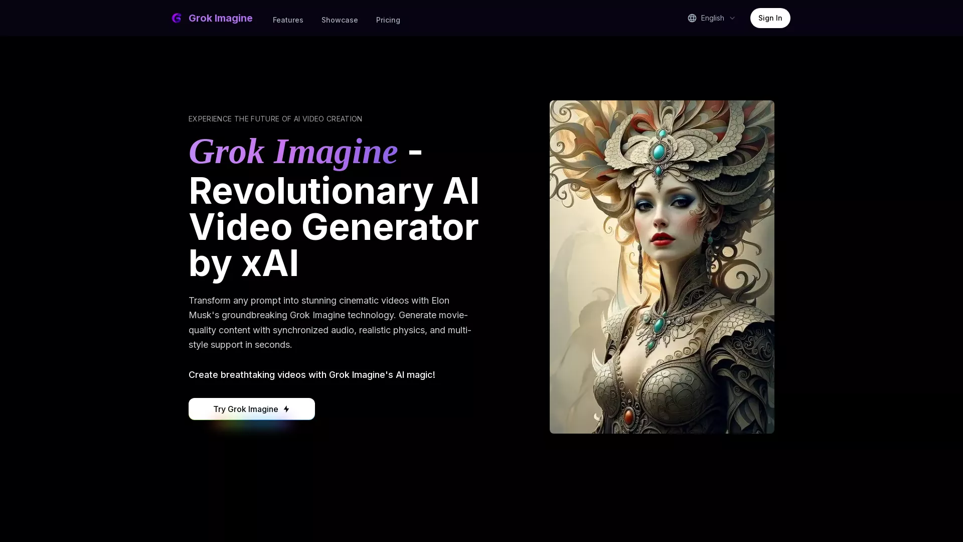 Grok Imagine - AI Grok Video Creation Tool Website Screenshot