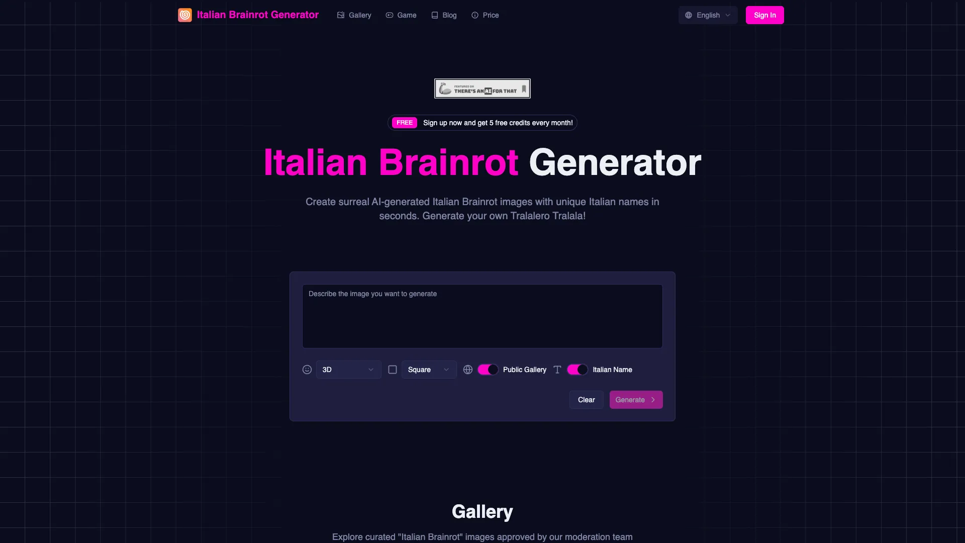 Italian Brainrot Generator - AI Italian Brainrot Generator Website Screenshot
