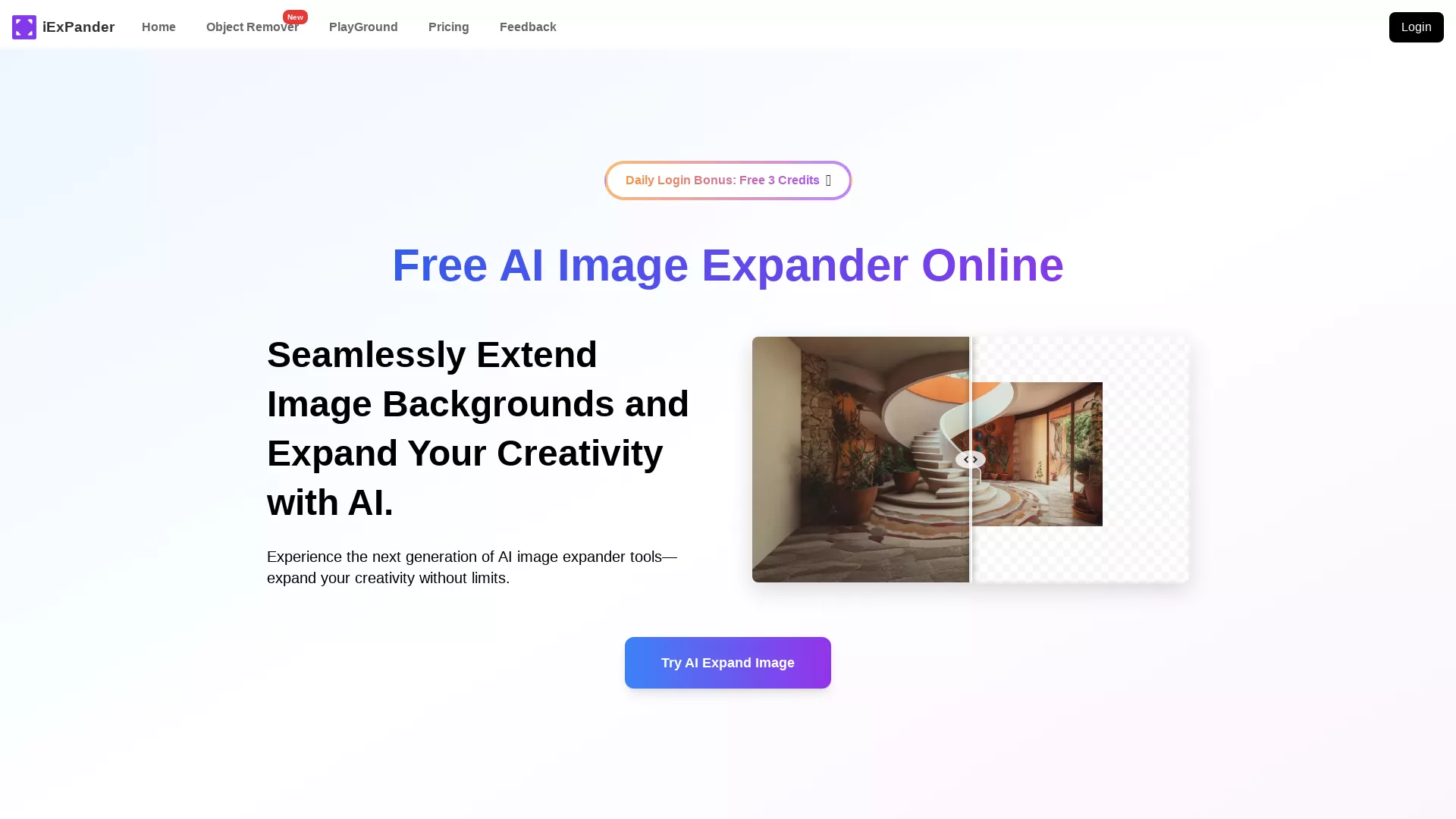 ImageExpander - AI Image Enhancement Website Screenshot