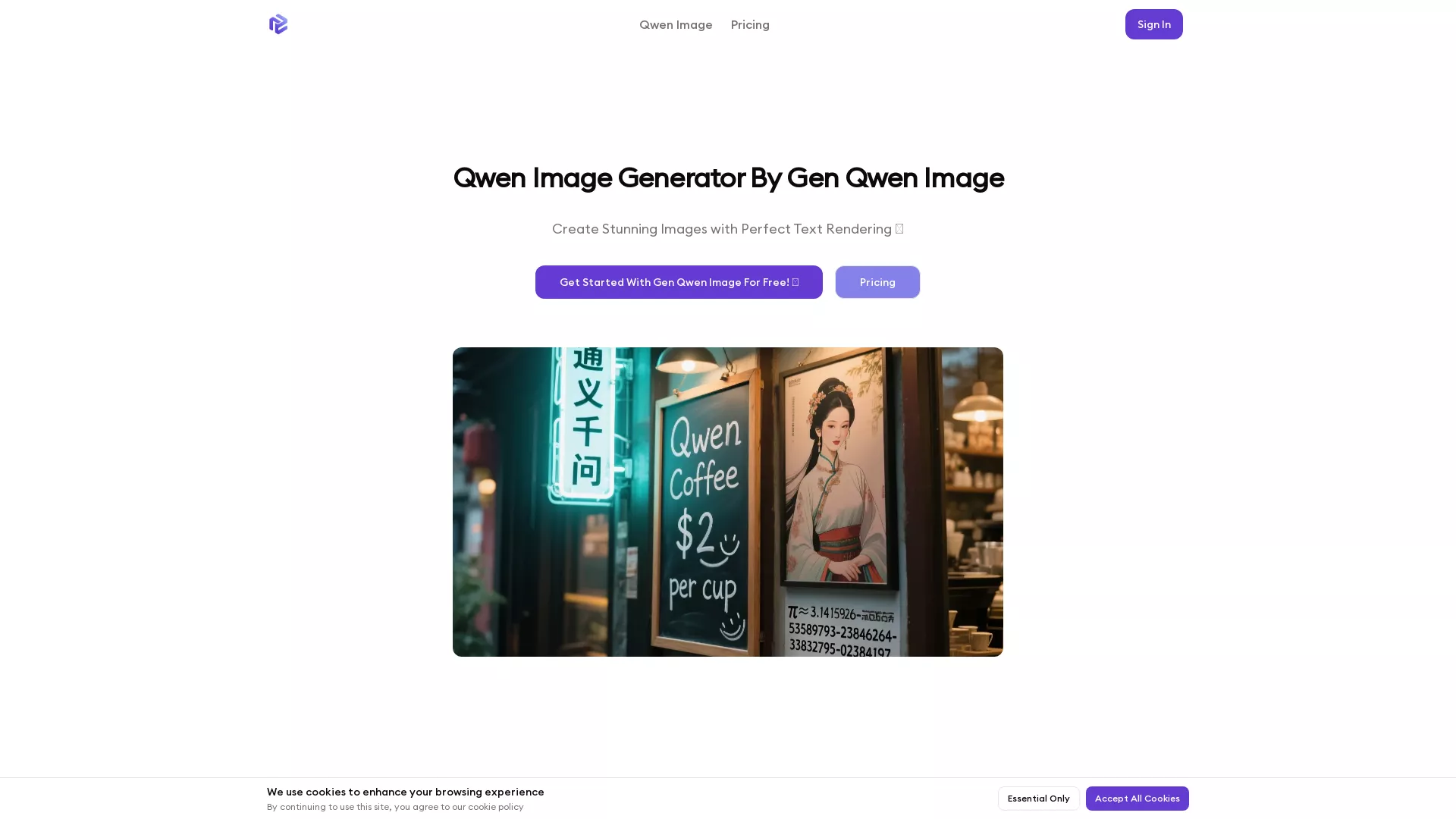GenQwenImage - AI Image Generator Website Screenshot