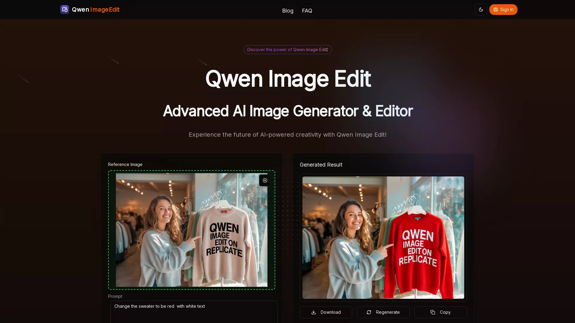 QwenImageEdit - AIImageGenerationAndEditing Website Screenshot
