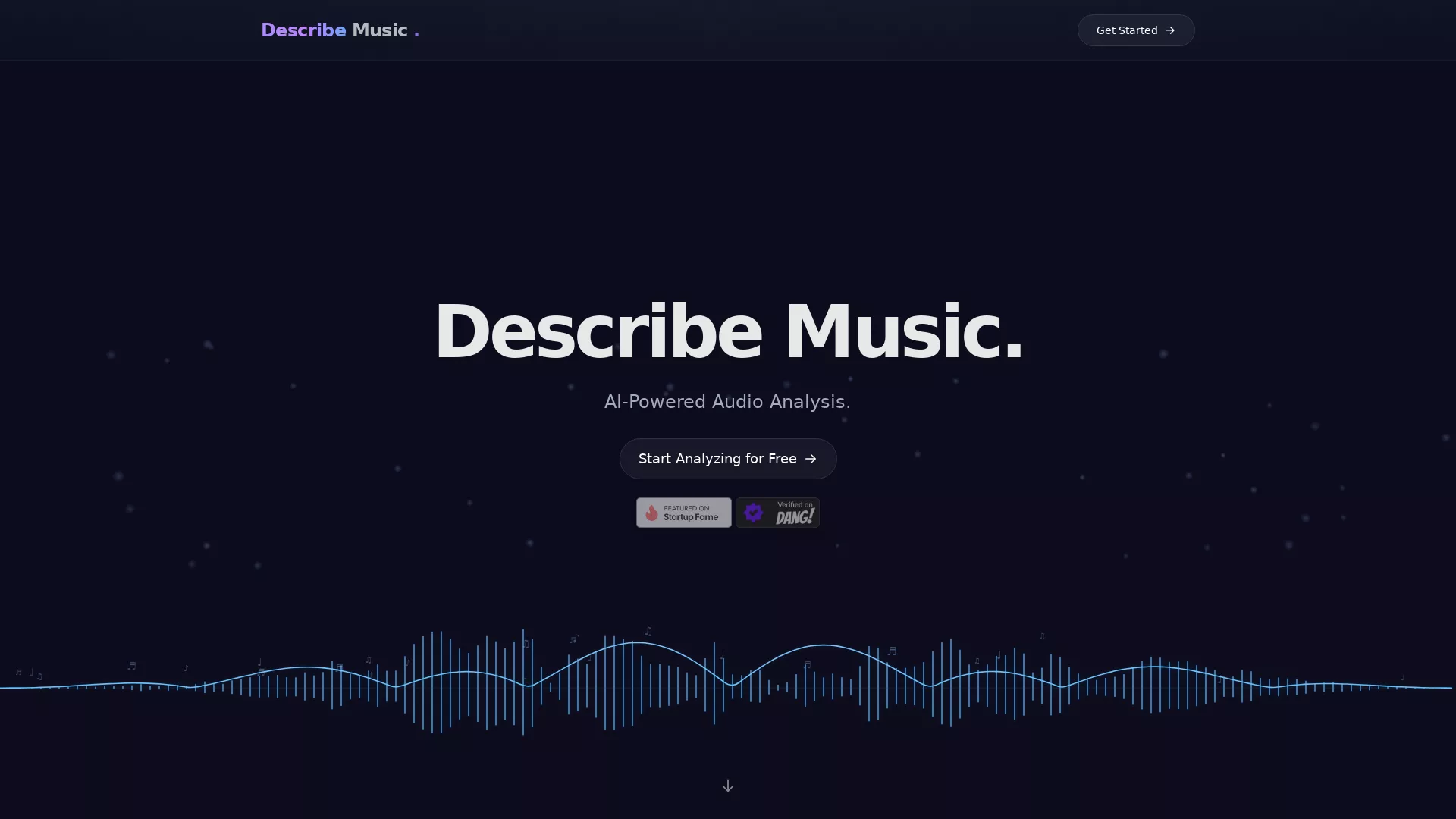 DescribeMusic - AI Music Analysis Website Screenshot