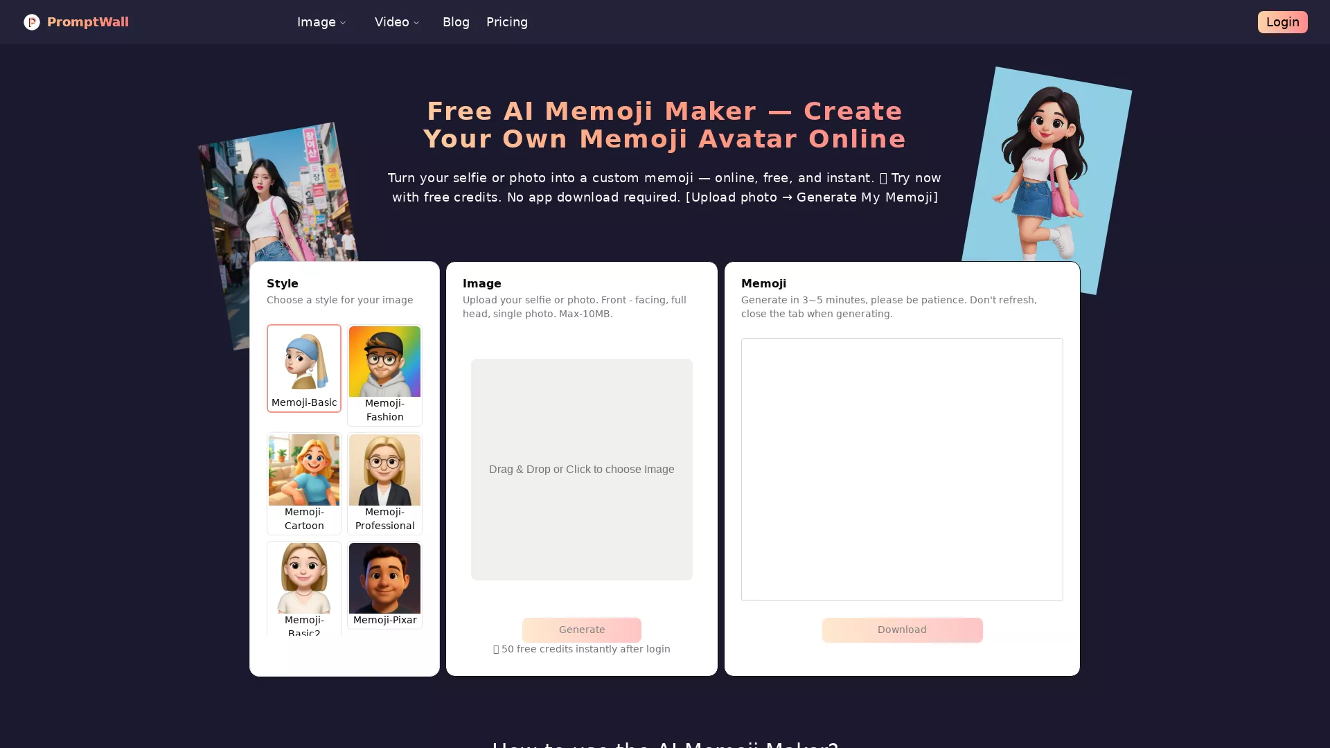 AIMemojiMaker - AI Avatar Generator Website Screenshot