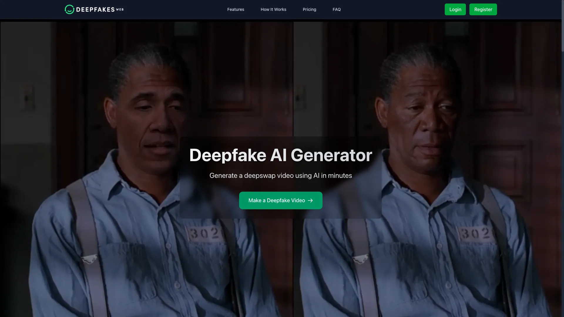 Deefakesweb - AI Deepfake Video Generator Website Screenshot