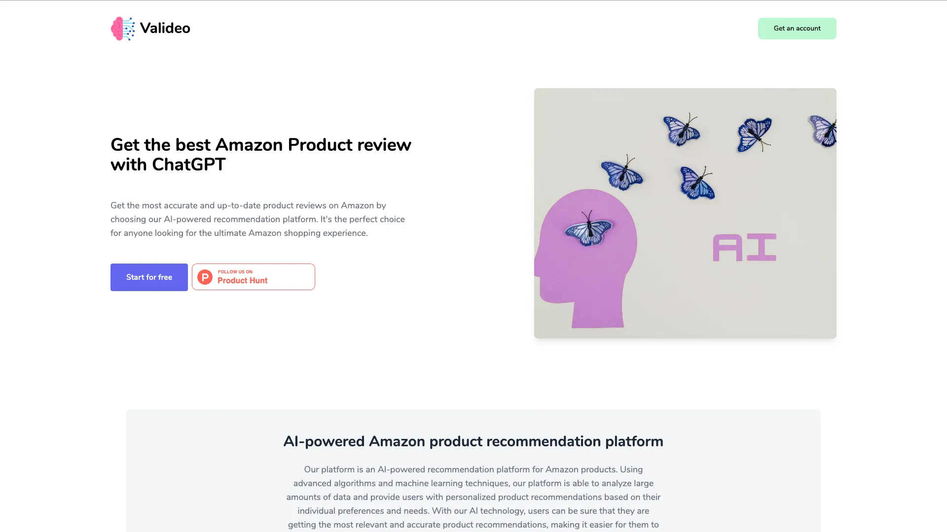 Valideo - AI Amazon Review Sorter Website Screenshot