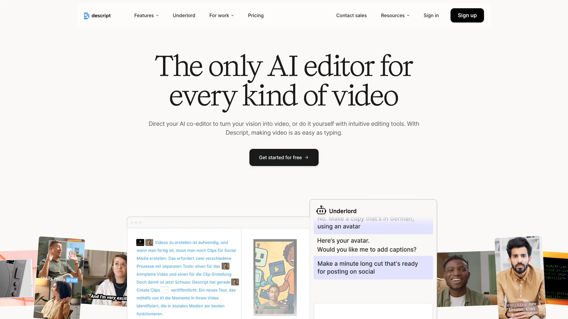 Descript - AI Video And Podcast Editing Tool Website Screenshot