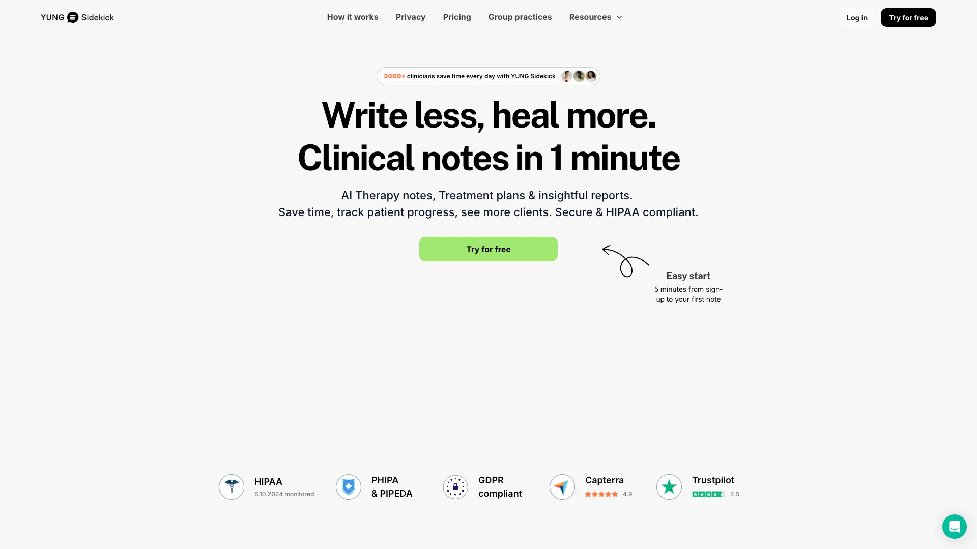 Yung - AI Adaptive Therapy Tool Website Screenshot