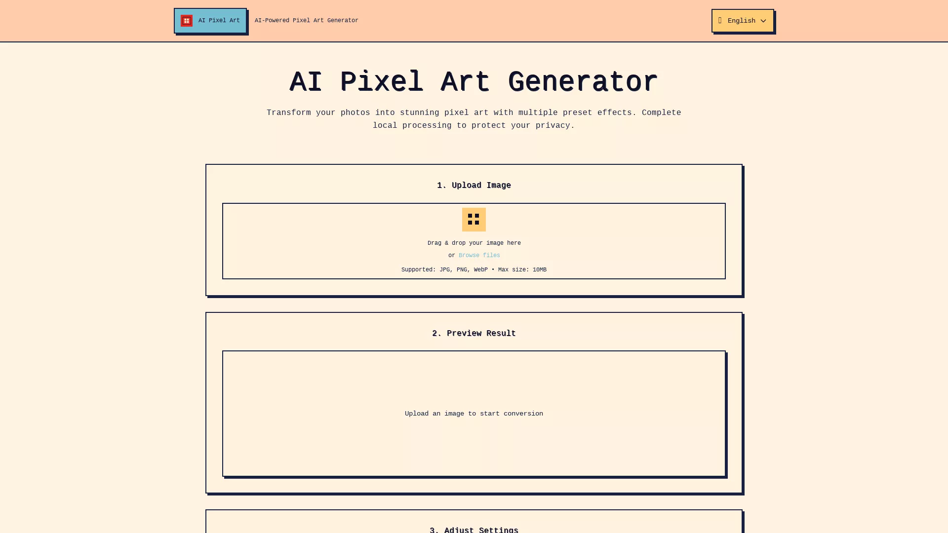 AIPixelArtGenerator - AI Pixel Art Generator Website Screenshot