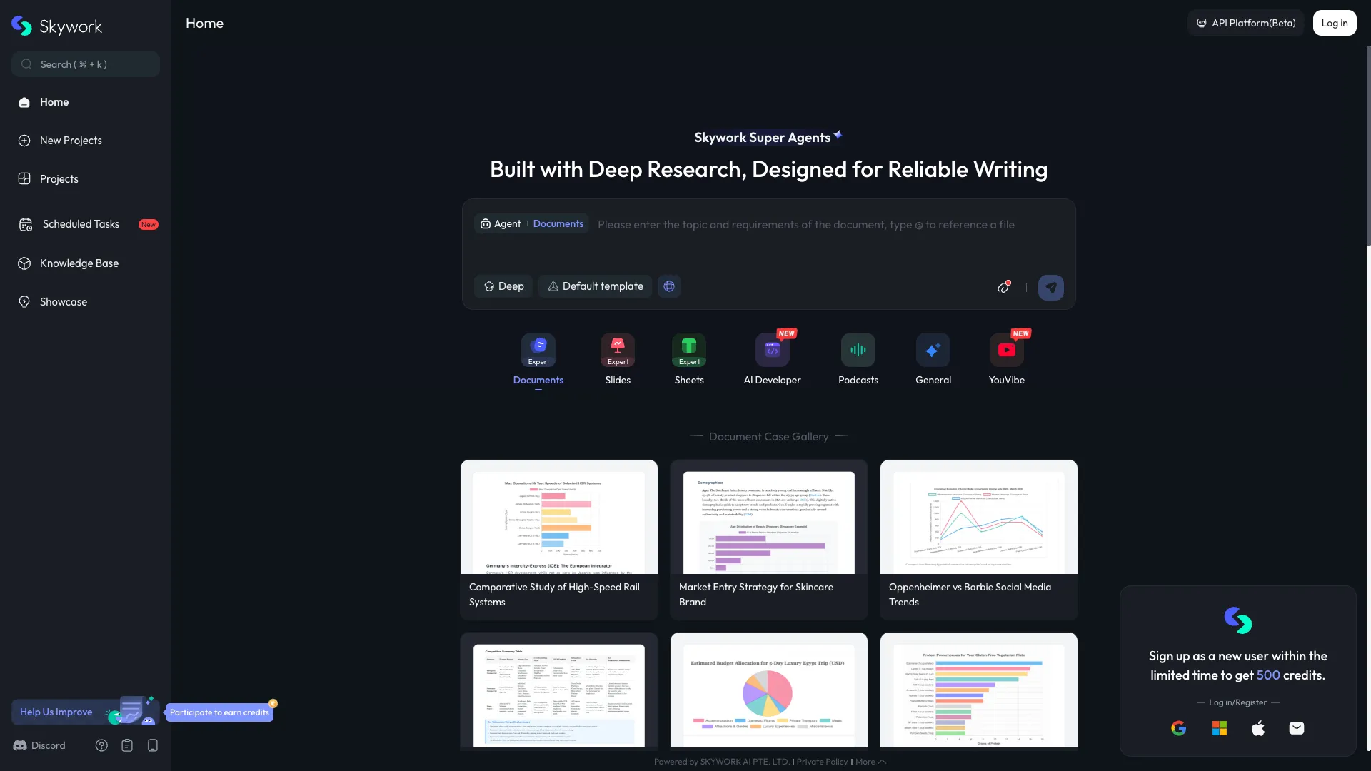 SkyworkSuperAgent - AI Productivity Tool Website Screenshot