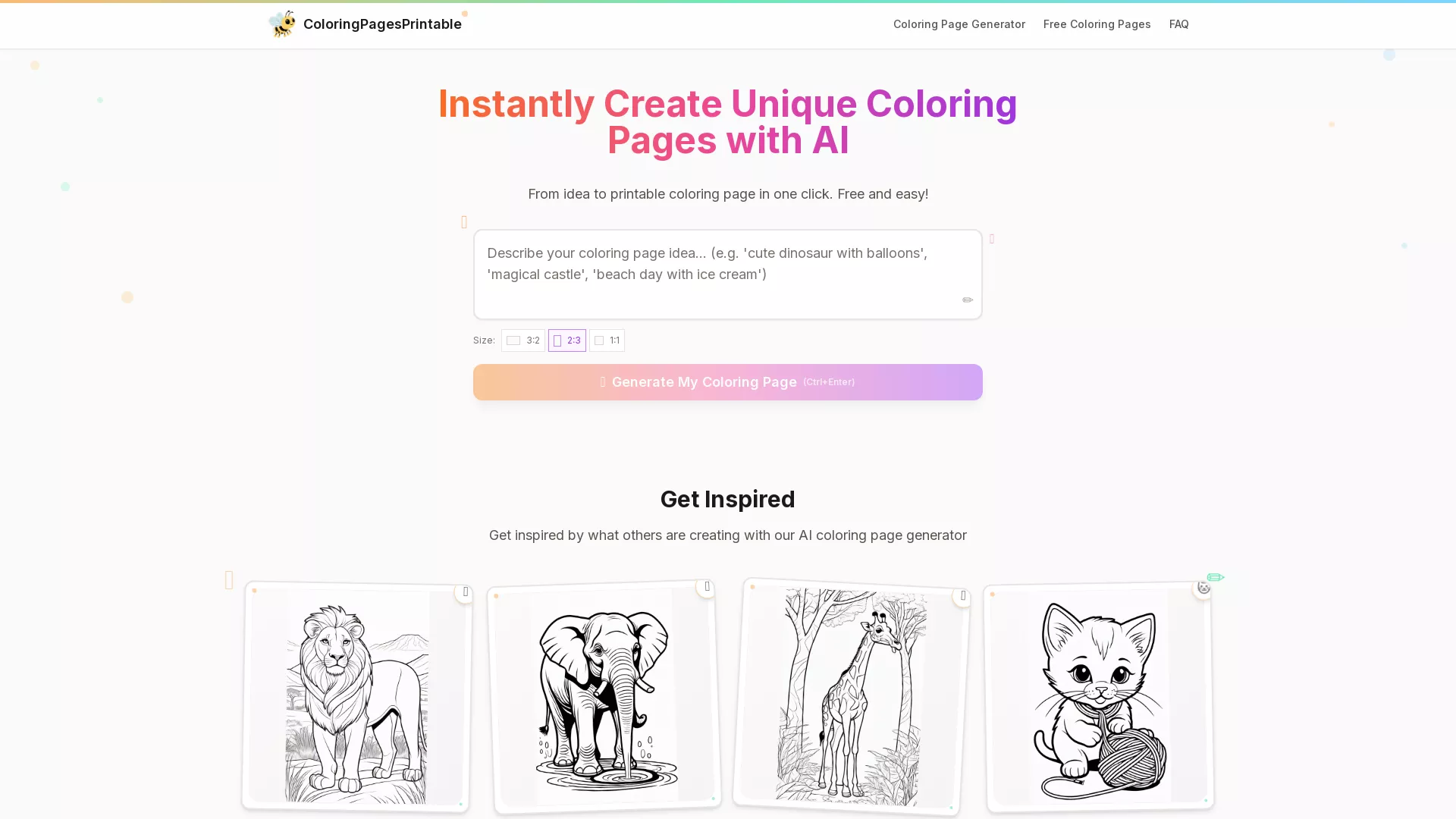 ColoringPagesPrintable - Printable Coloring Pages AI Website Screenshot