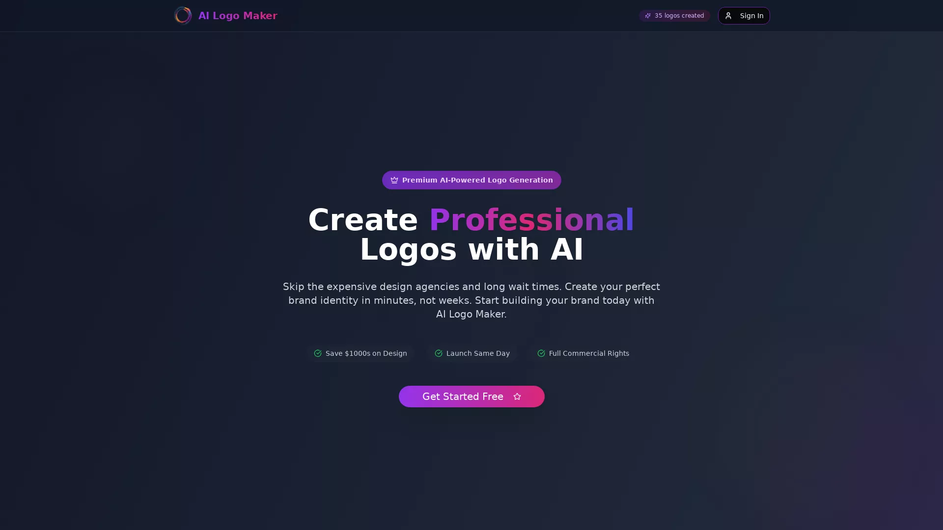 AiLogoMaker - AI Logo Generator Website Screenshot