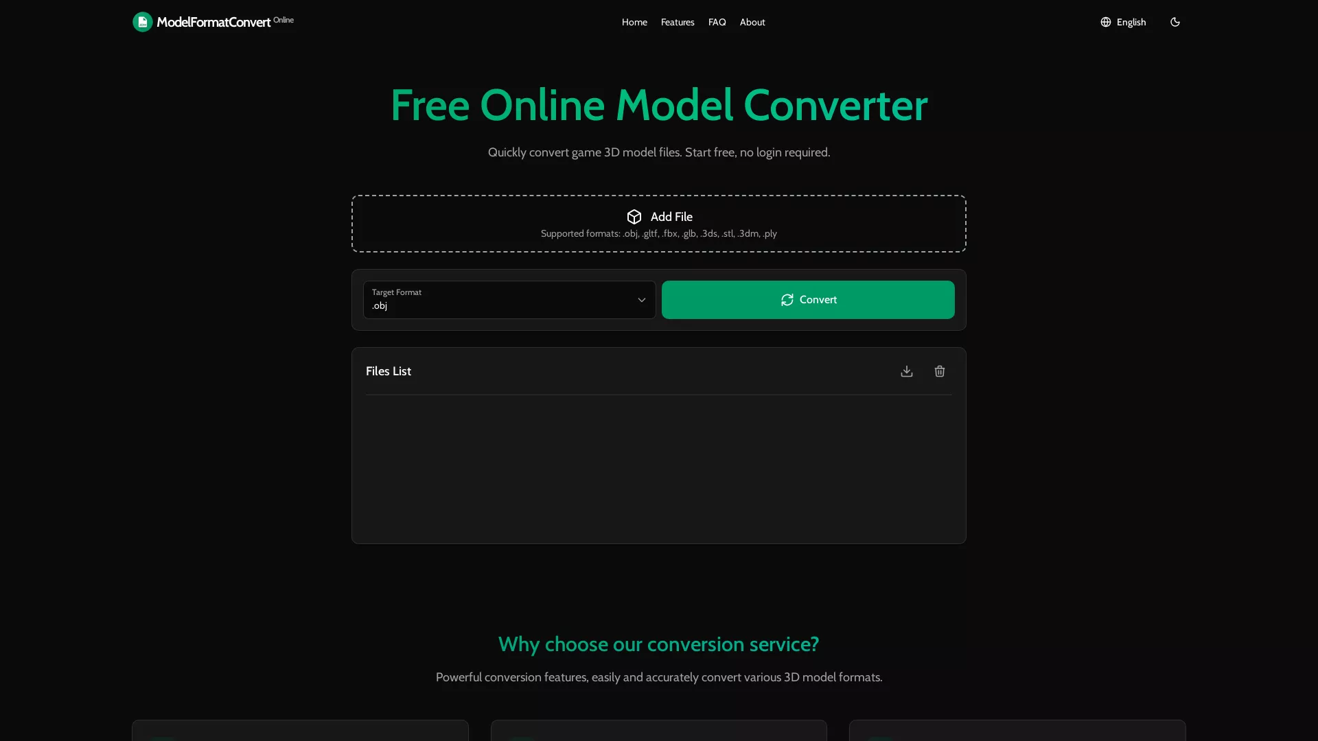 ModelFormatConvert - 3D Model Conversion Tool Website Screenshot