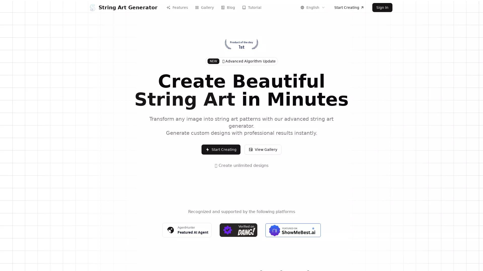 StringArtGenerator - AI String Art Image Generator Website Screenshot