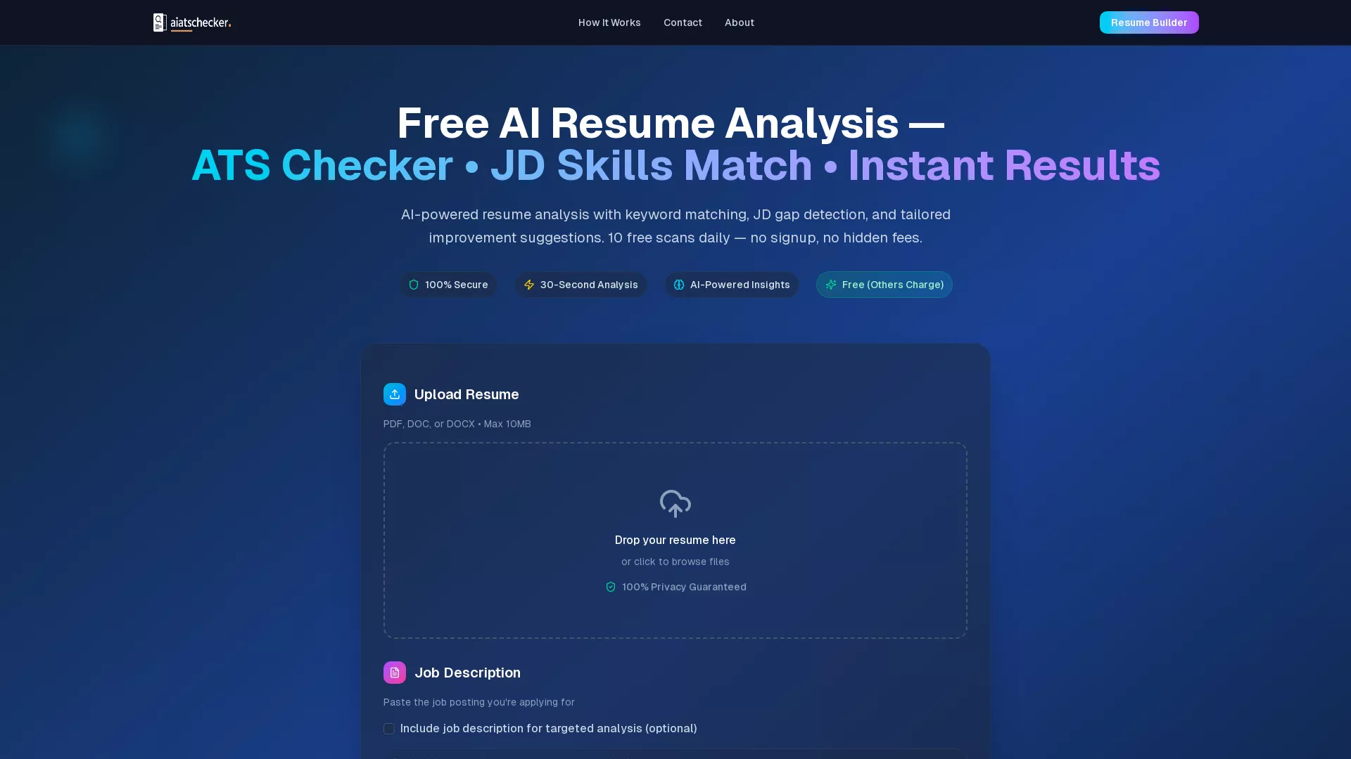AI ATS Checker - AI ATS Checker and Visual ATS Resume Builder Website Screenshot