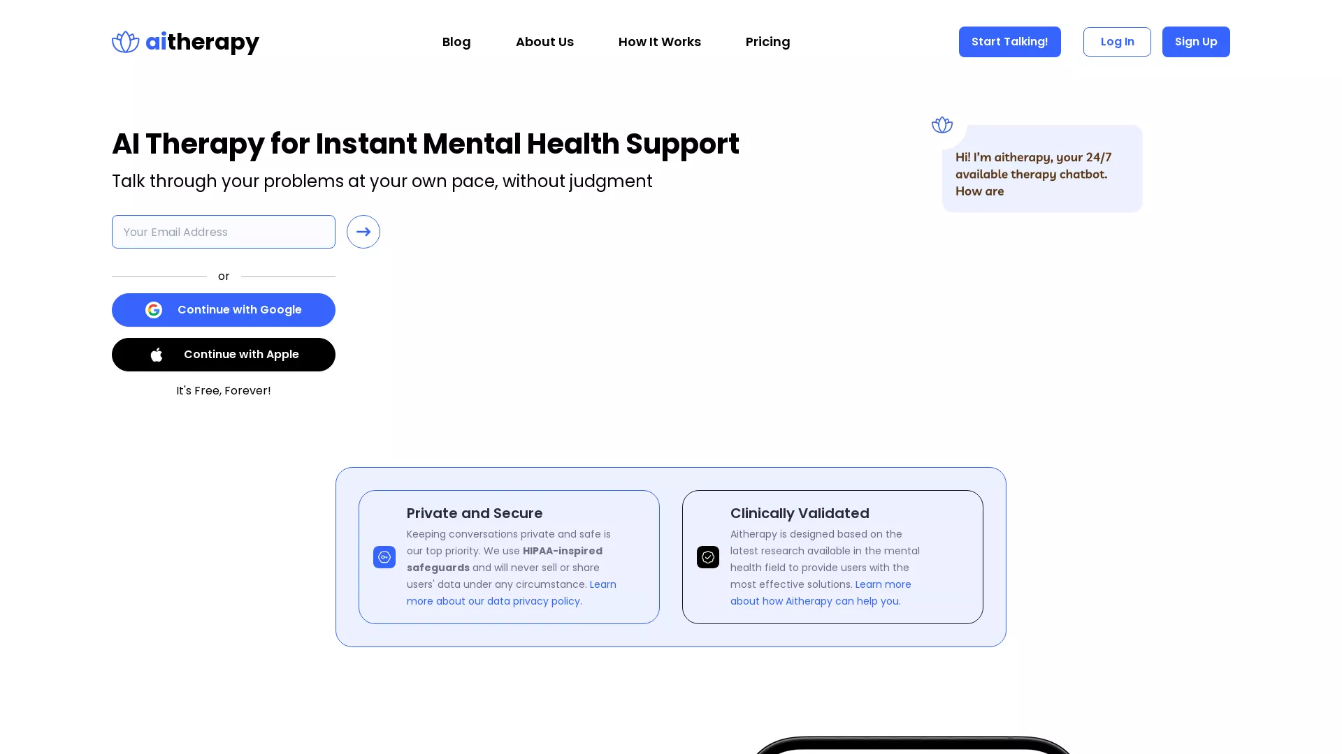 Aitherapy - AI Mental Health Support Website Screenshot