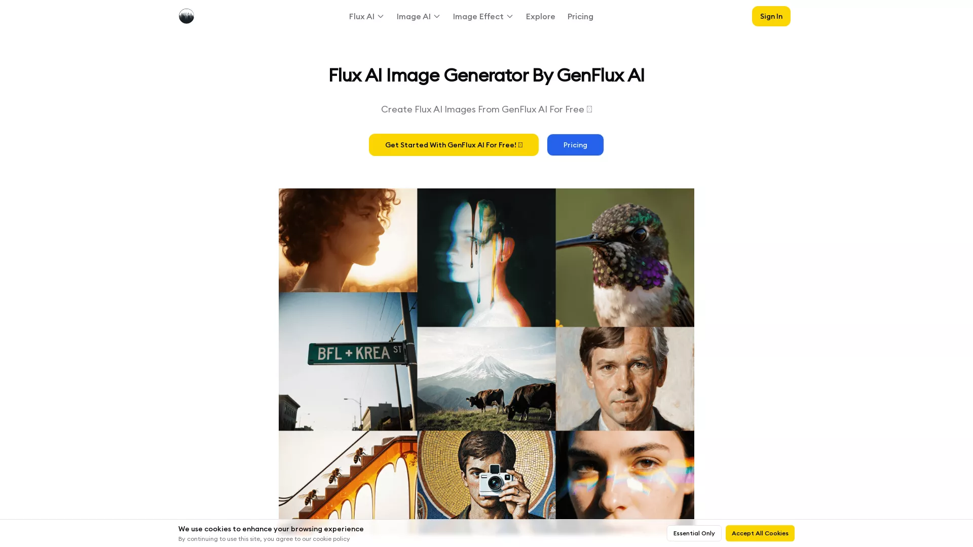 GenFluxAI - AI Image Generation Website Screenshot