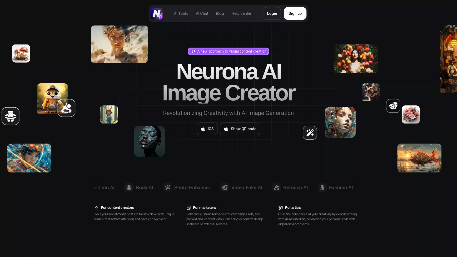 ArtNeurona - AI Image Generation Website Screenshot
