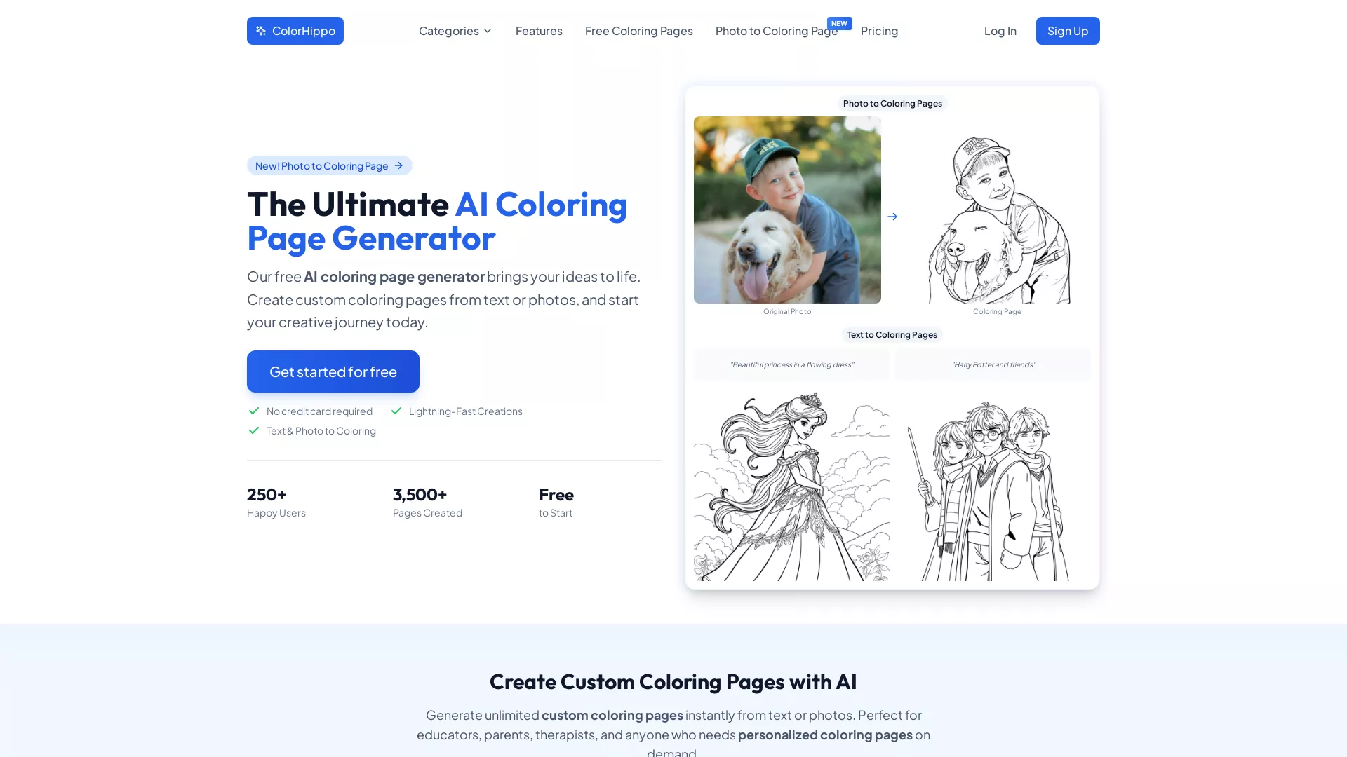 ColorHippo - AI Coloring Pages Website Screenshot