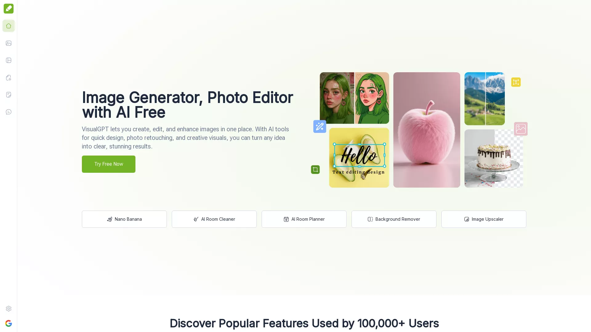 VisualGPT - AI Image Generator Tool Website Screenshot
