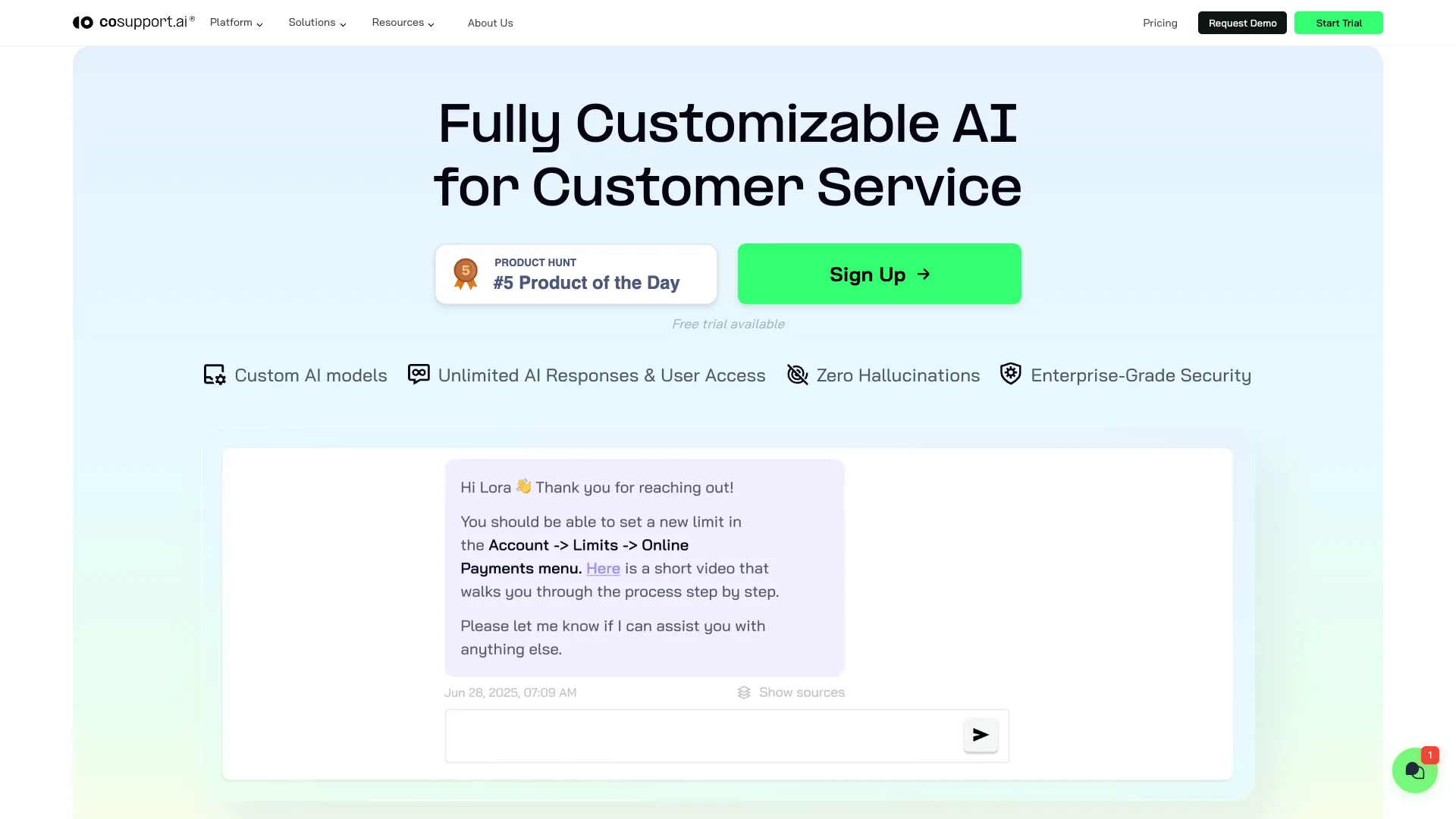 CoSupport AI - AI Agent for Support Website Screenshot