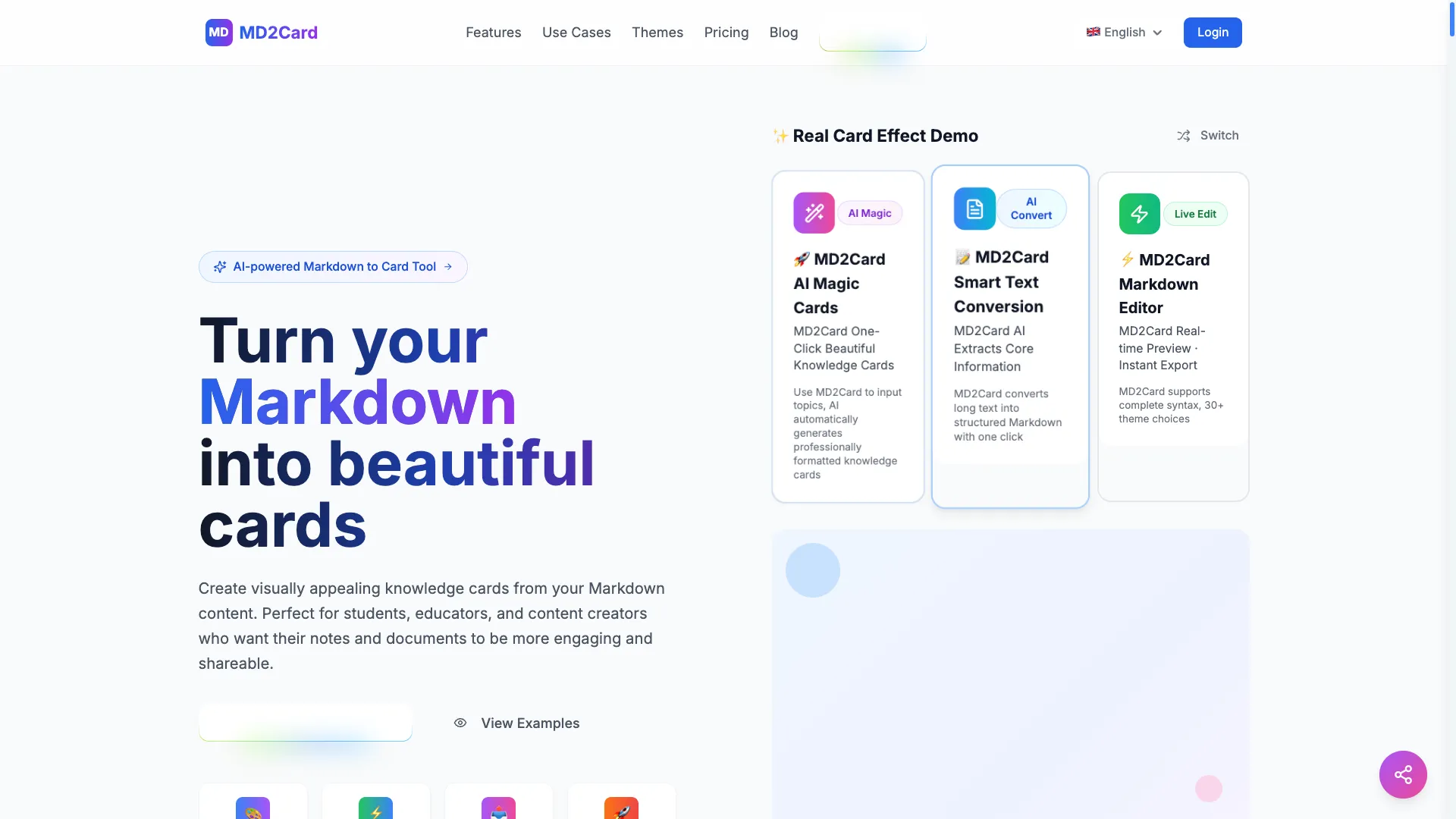 Md2Card - AI Content Conversion Website Screenshot