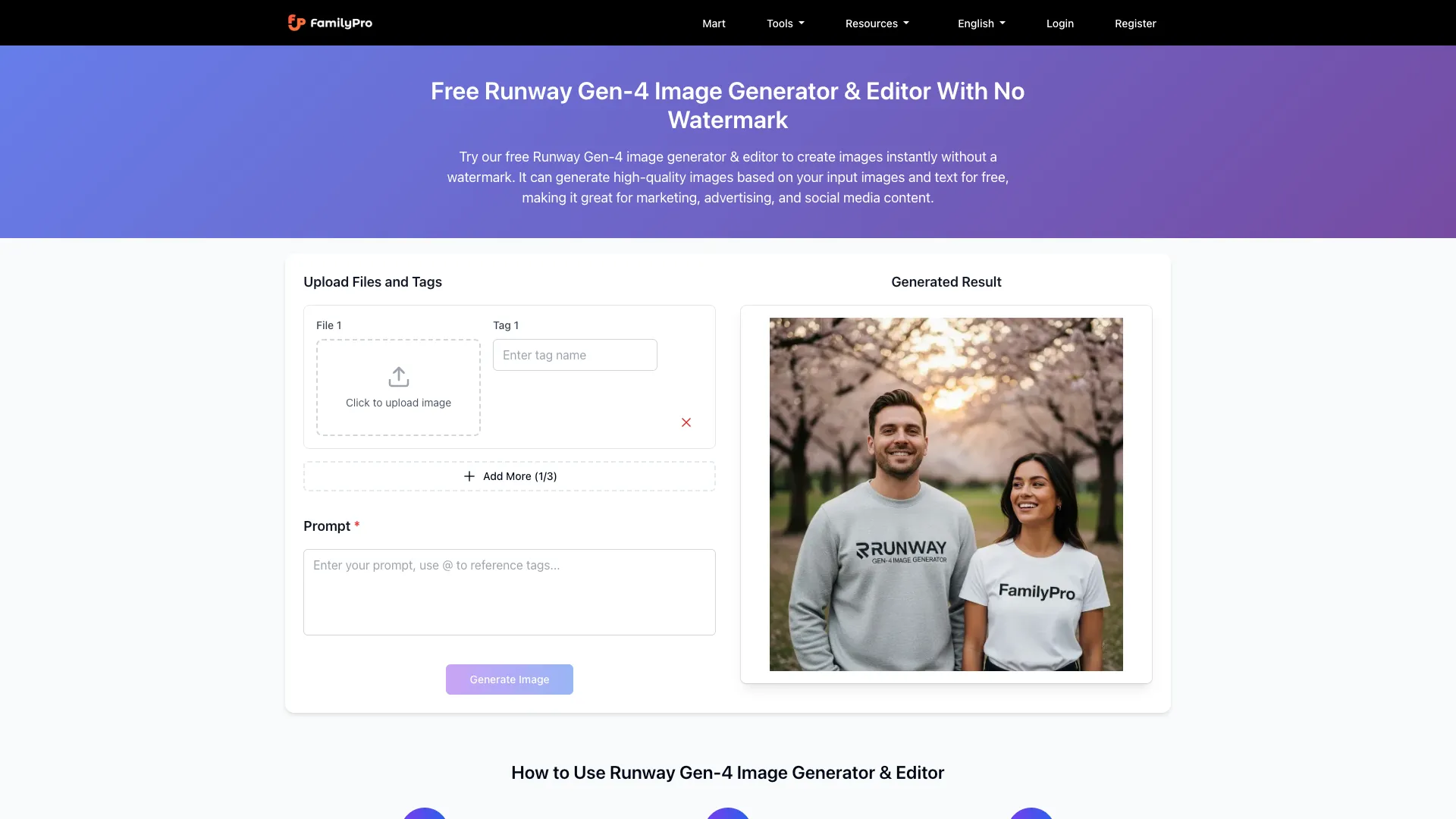 RunwayGen4 - AIPictureGenerationTool Website Screenshot