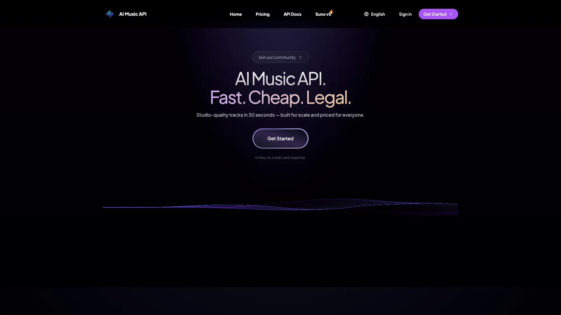 AI Music API - AI Music Generation API Website Screenshot