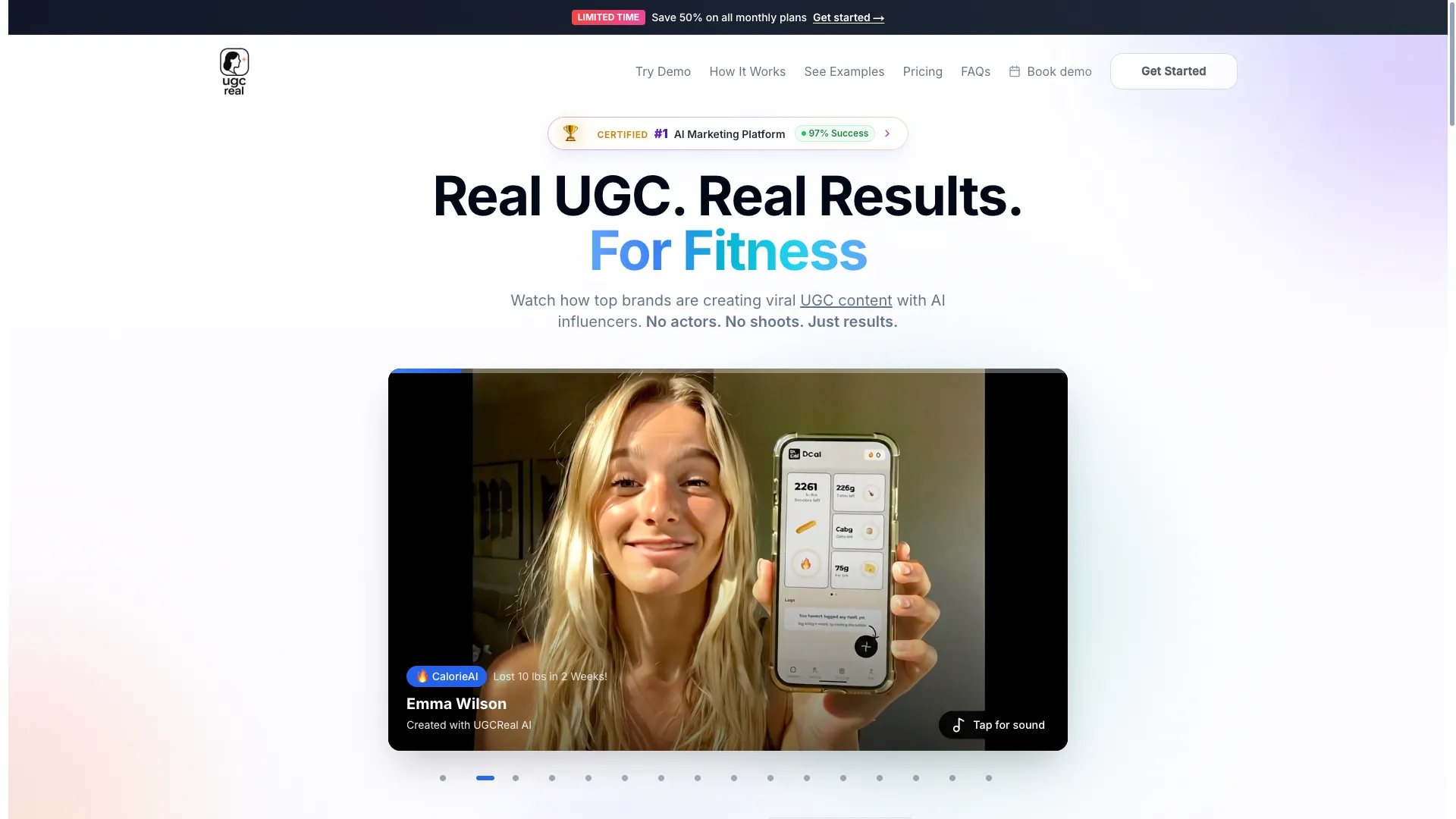 UGCReal - AI Influencer Content Generation Website Screenshot