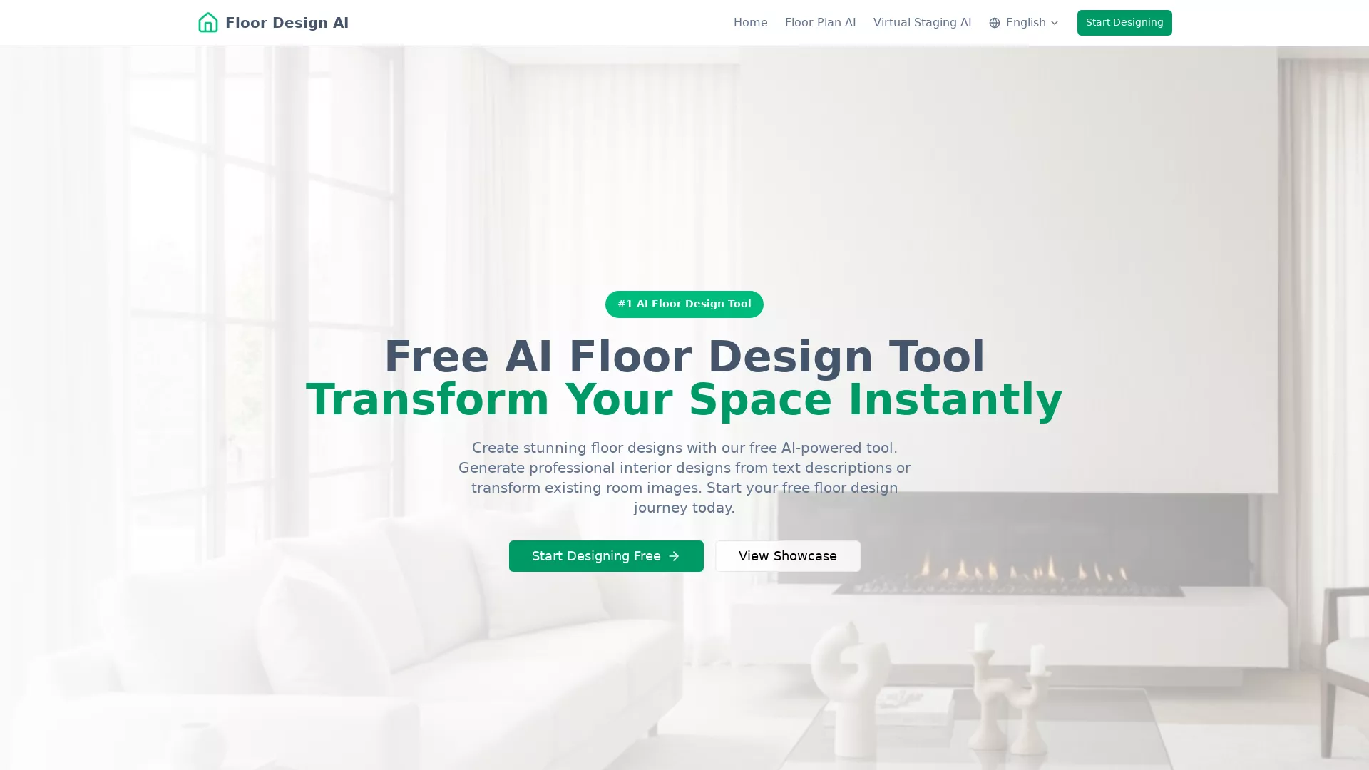 FloorDesignAI - AI Interior Design Tool Website Screenshot