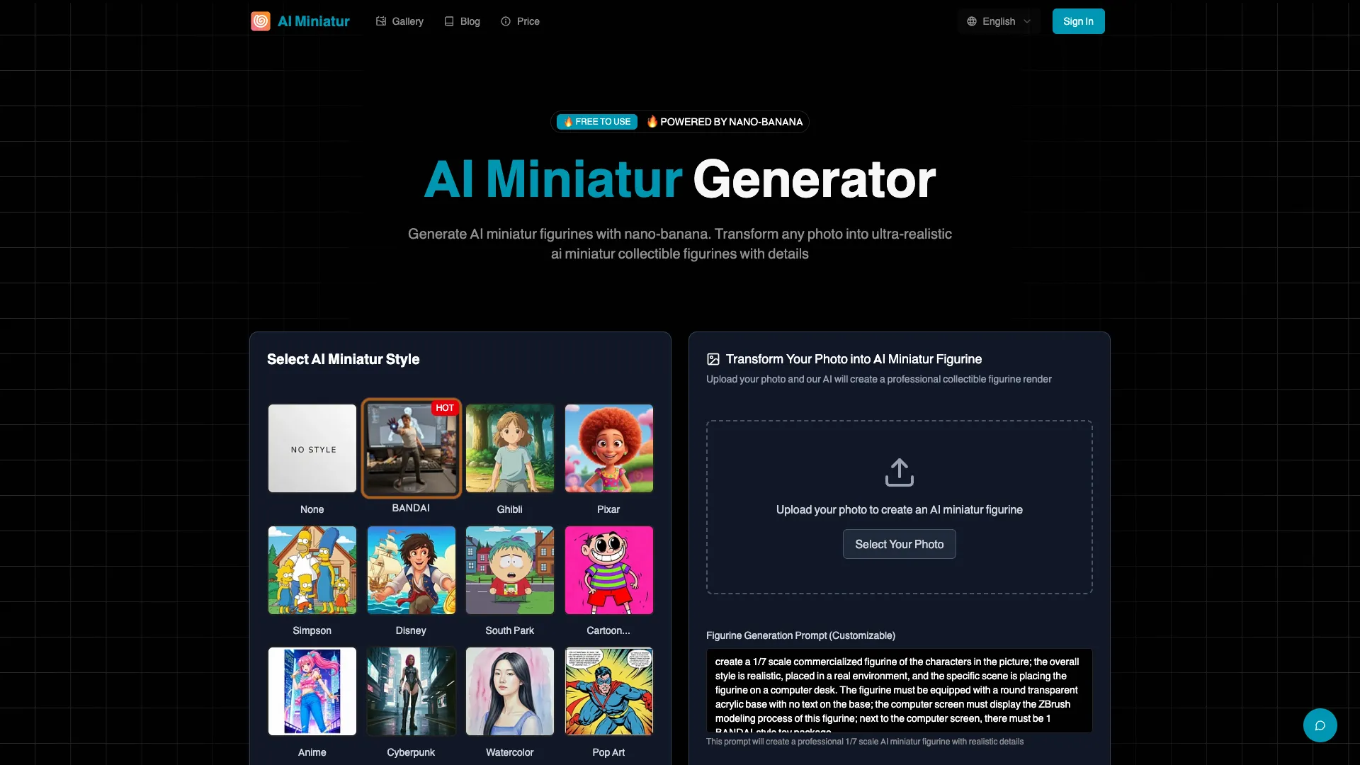 AIMiniatur - AI Miniatur Image Generator Website Screenshot