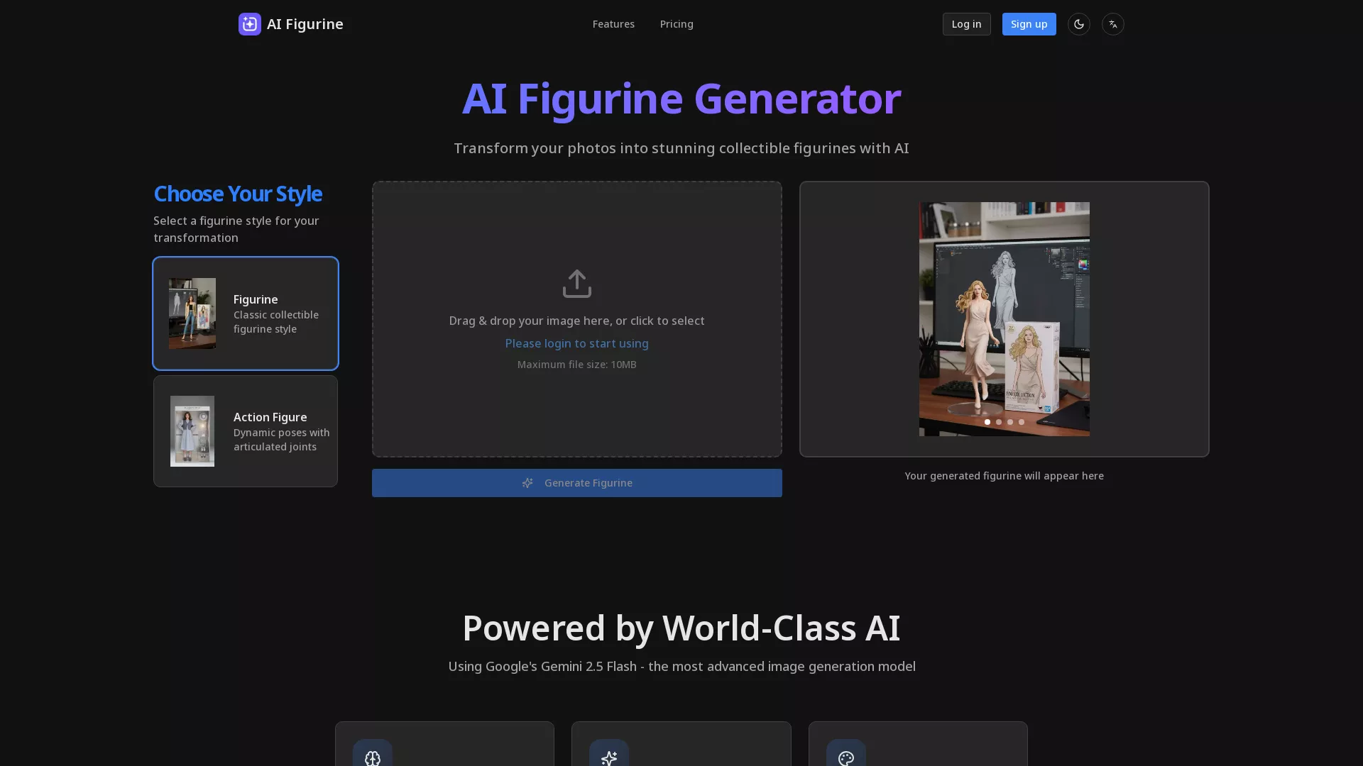 AIFigurine - AI Figurine Creation Website Screenshot