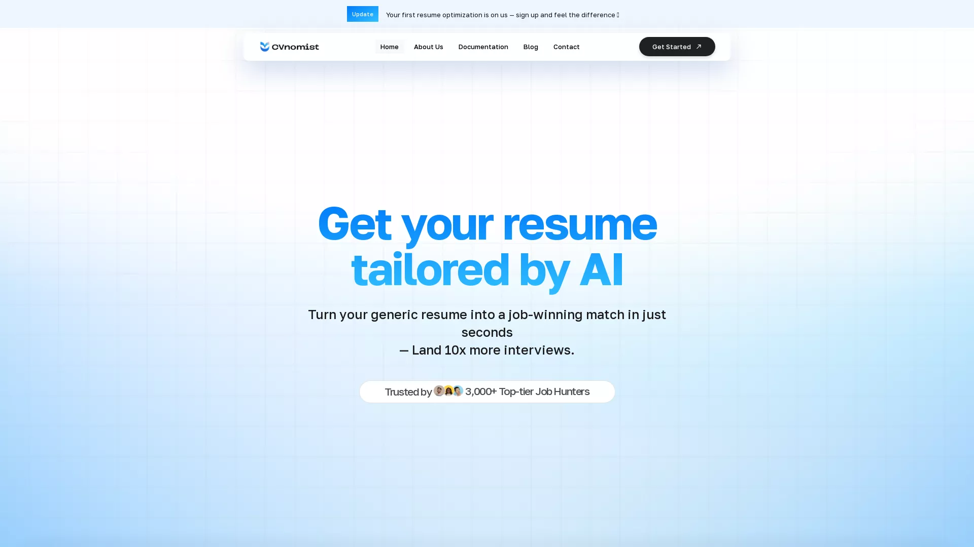 CVnomist - AI Resume Tailoring Website Screenshot