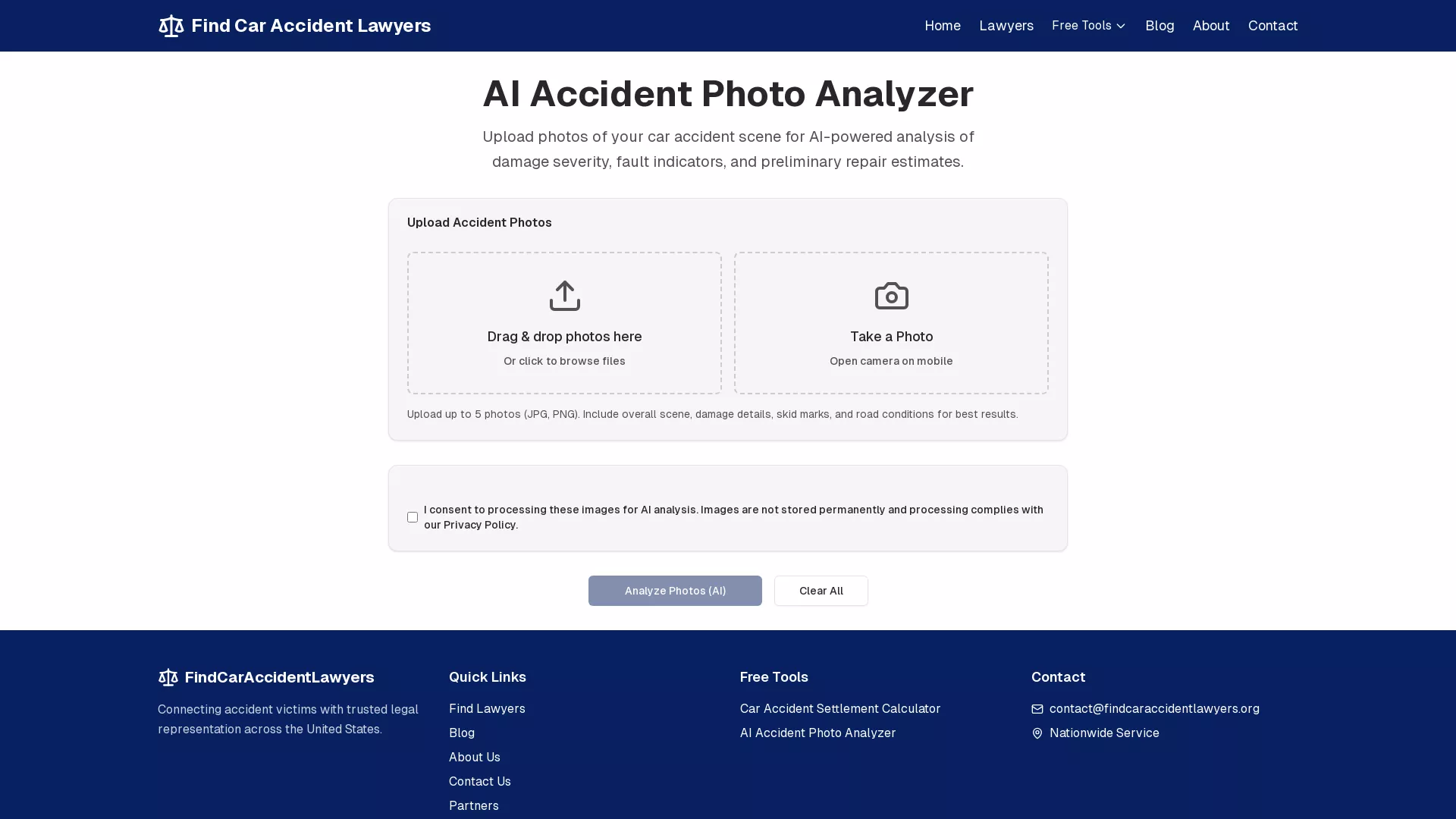 AIAcceptPhotoAnalyzer - AI Photo Analysis Website Screenshot