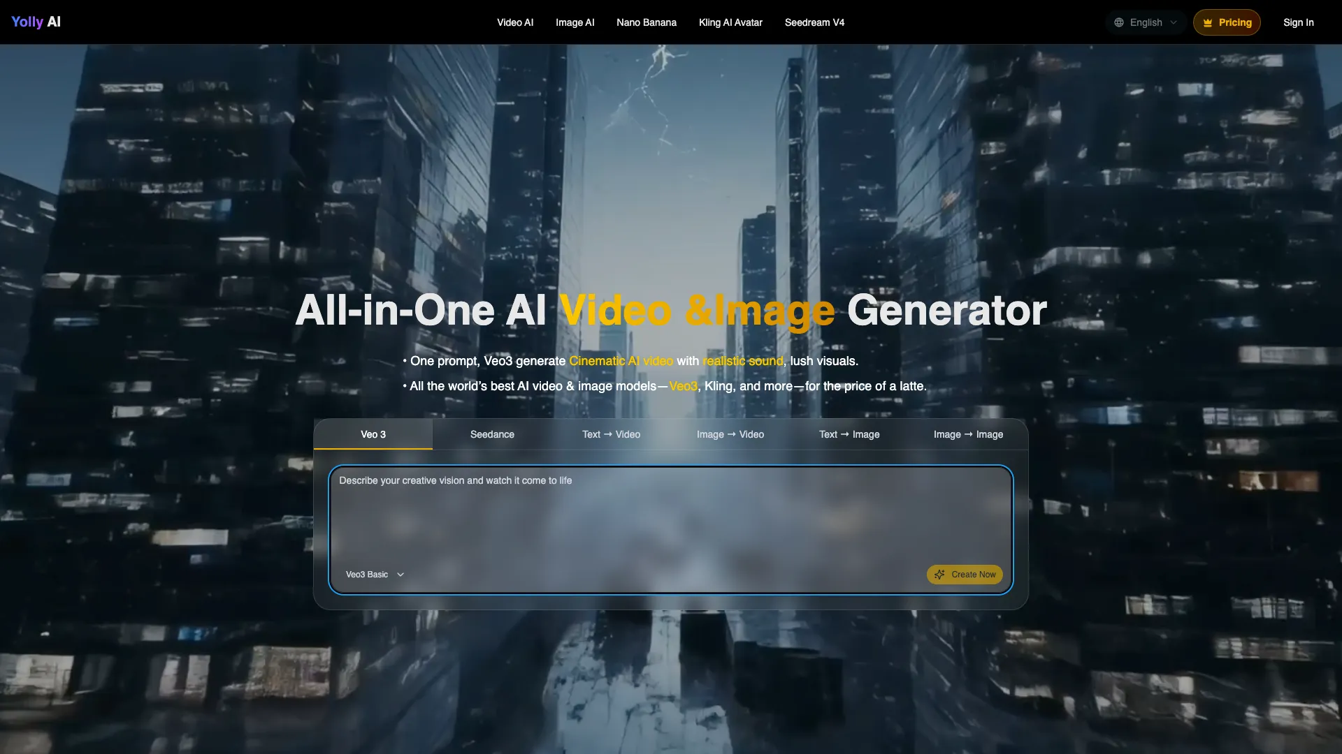 YollyAI - AIVideoAndImageGenerator Website Screenshot