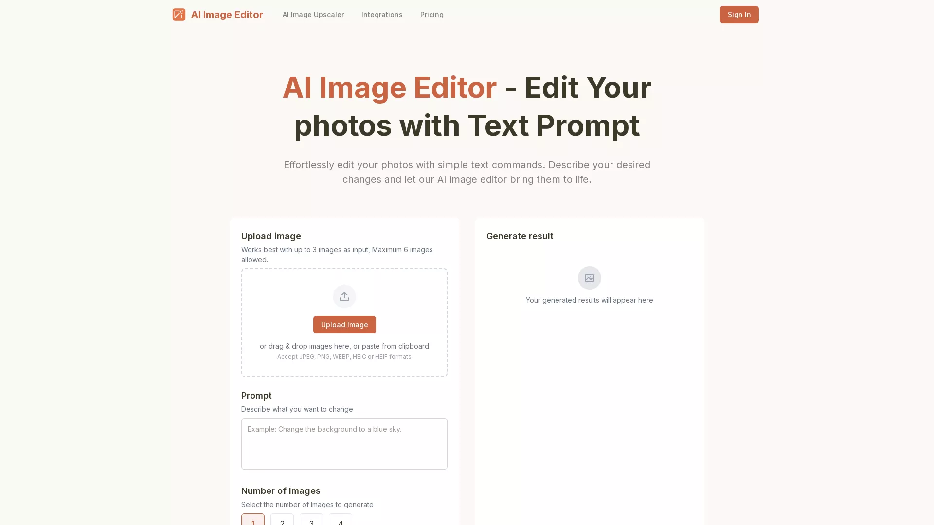 AIImageEditor - AIPhotoEditingTool Website Screenshot