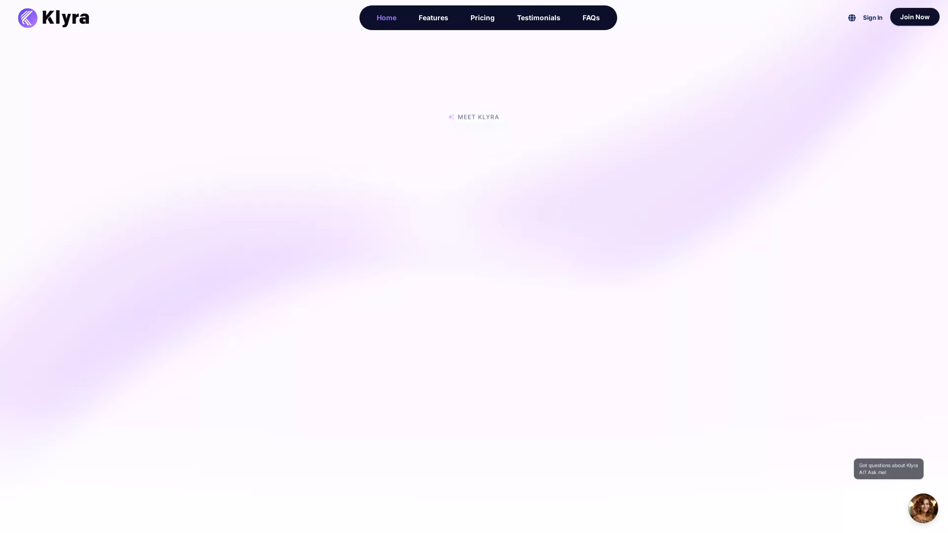 Klyra AI - AI Video Generation Tool, AI Voice Generation Tool, AI Music Generation Tool, All-in-One AI Platform Website Screenshot